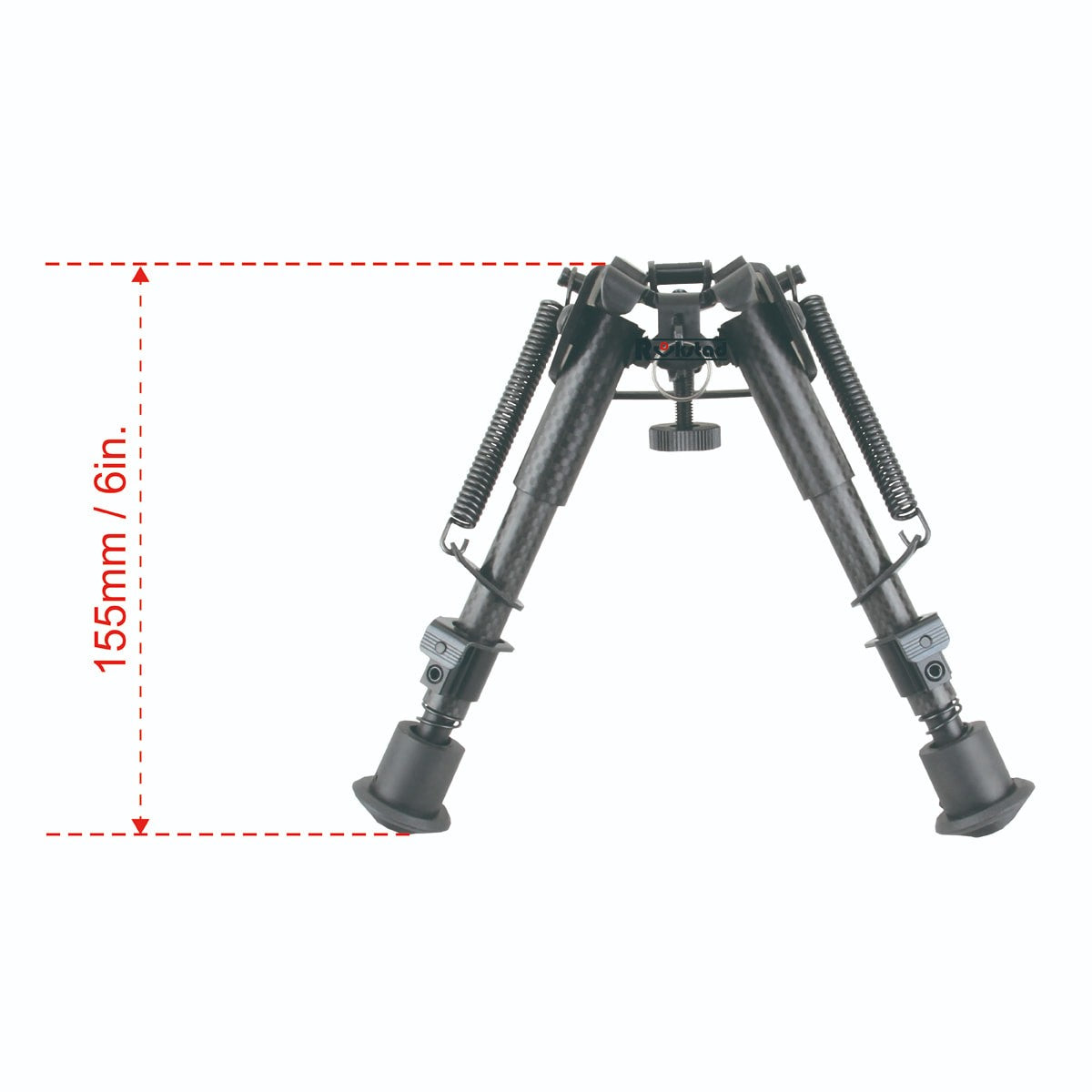 Taktisches Carbon Zweibein RSCFP-06 mit 155 mm Länge, kompakt und leicht für präzise Schüsse auf kurze Distanzen.