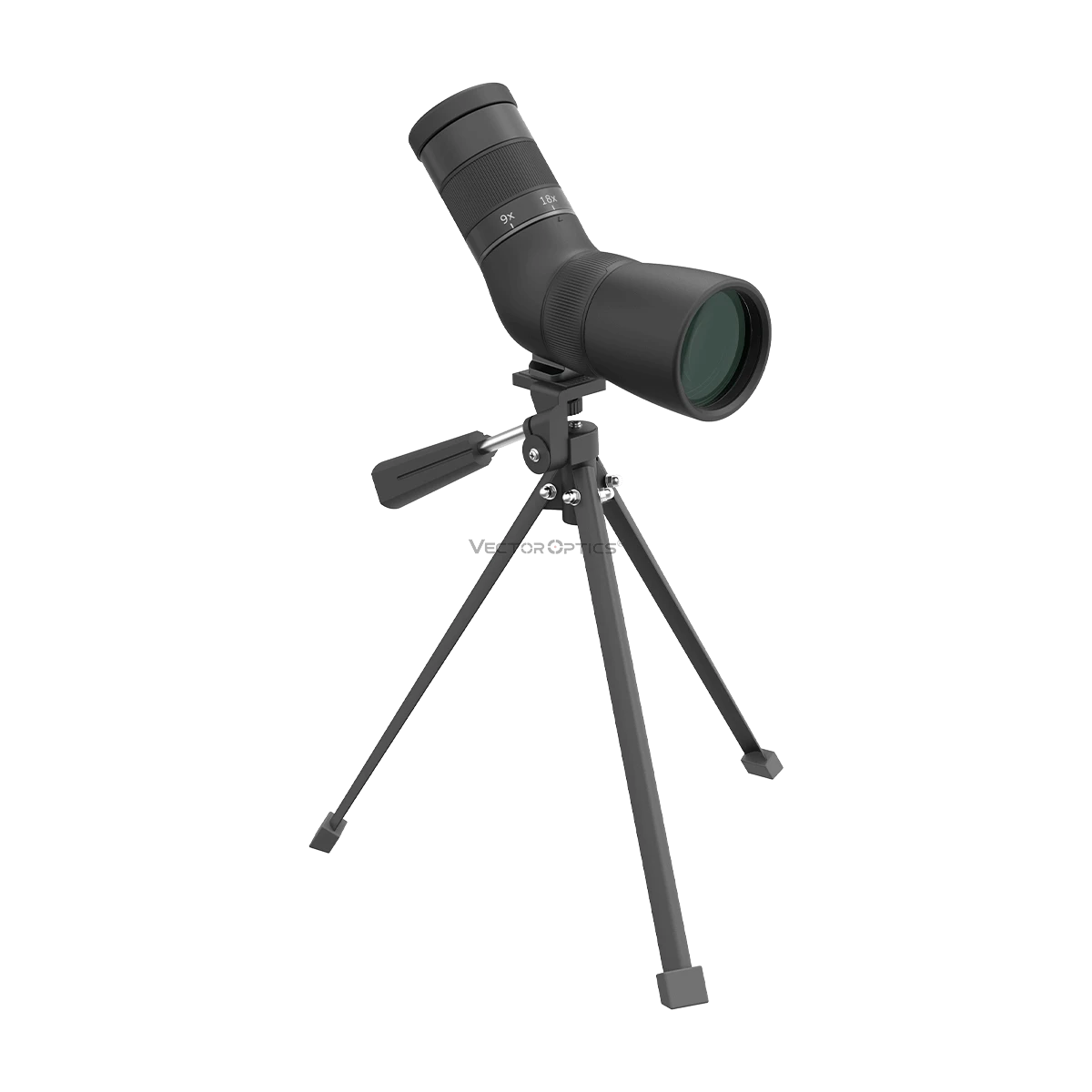 Paragon 9-27x56ED Spotting Scope montiert auf stabilem Stativ. Ideal für präzise Zielerfassung und Naturbeobachtung im Gelände.