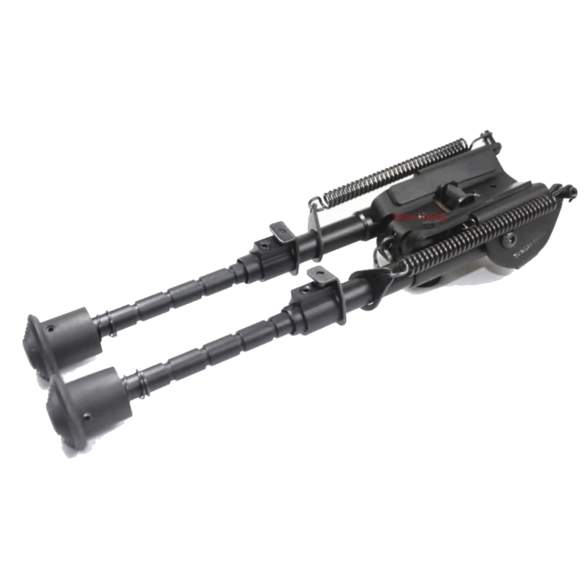 Verstellbares Zweibein aus Aluminium für Waffen, zusammengeklappt mit robustem Federmechanismus, perfekt für den Jagd- und Schießsport.