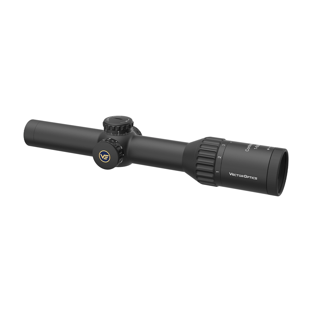 LPVO Zielfernrohr Continental X6 1–6×24 mit SFP Absehen, ideal für taktische Anwendungen und Jagd, Seitenansicht mit Logo.