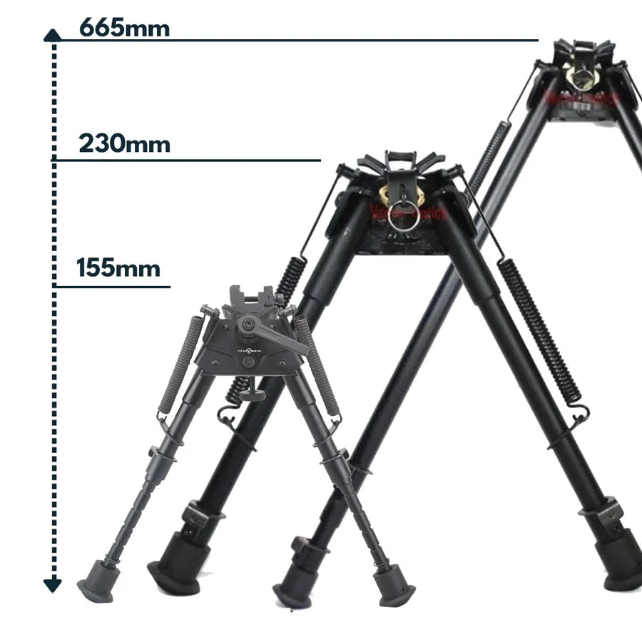Zweibein Aluminium Längen - Vector Optics Rokstad SCBPS-04/05/06 in drei Höhen 155mm, 230mm und 665mm, ideal für variierende Schießpositionen.