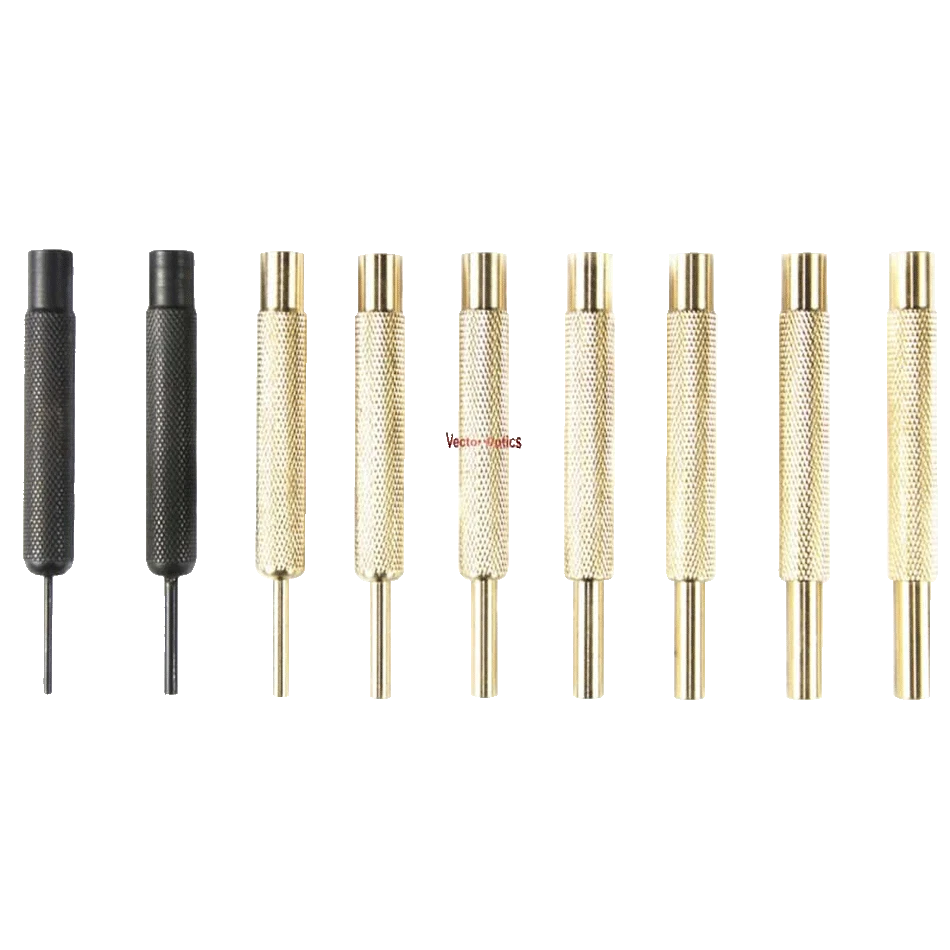 9er-Set Durchschläge - Waffenschmied Werkzeug Set aus Edelstahl & Messing mit rutschfestem Griff für präzise Waffenreinigung und -pflege.