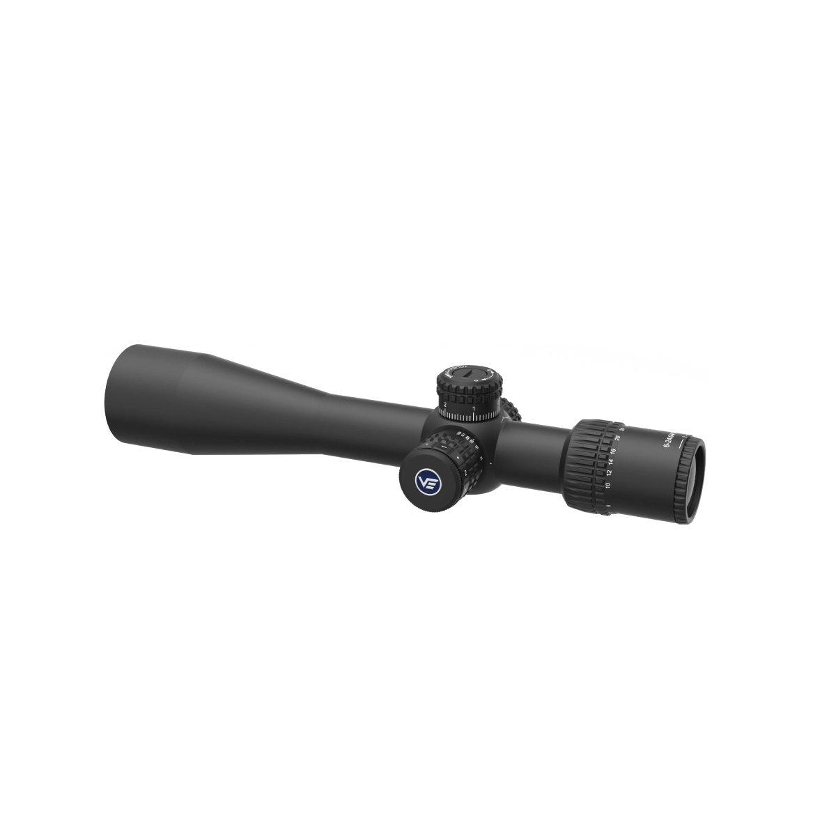 Seitliche Ansicht des Veyron 6-24x44IR Zielfernrohrs mit kompaktem Design und beleuchtetem Absehen für flexible Einsatzmöglichkeiten.