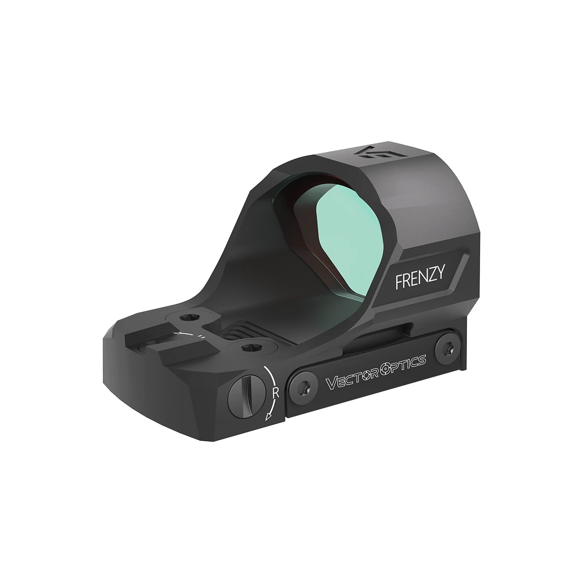 Frenzy-S 1x19x28 Red Dot Visier mit grün getöntem Sichtfenster und robustem Aluminiumgehäuse. Perfekt für präzises Schießen bei Tageslicht.