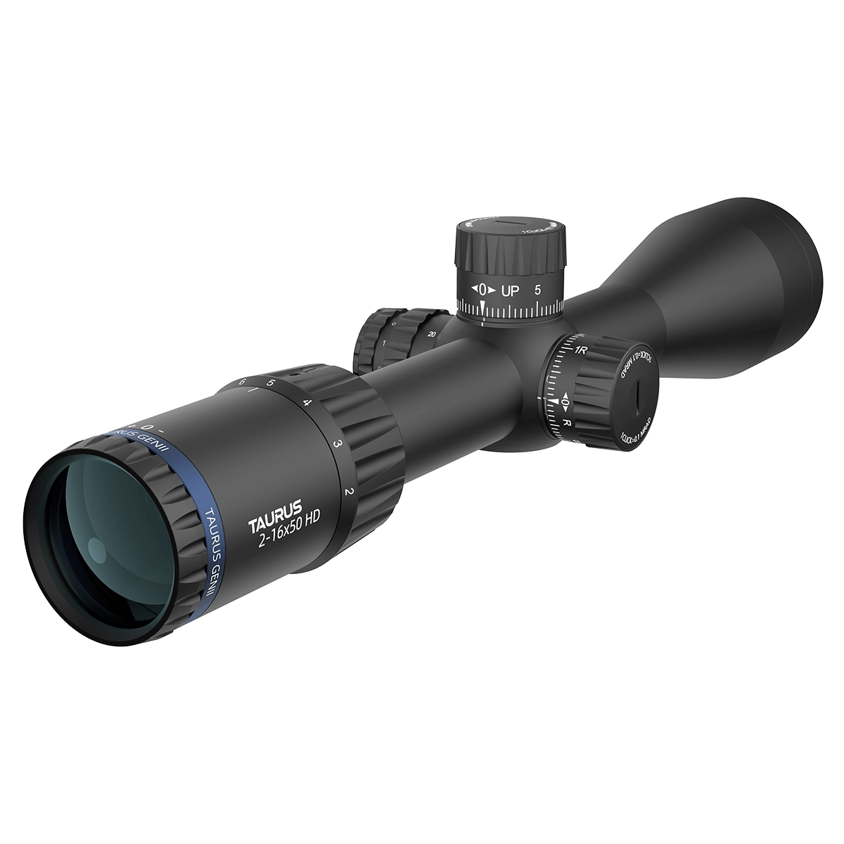 Rückansicht des Vector Optics Tauron 2-16x50 HD SFP mit Zoomring und Beschriftung, ideal für MPVO-Anwendungen und sportliches Präzisionsschießen.