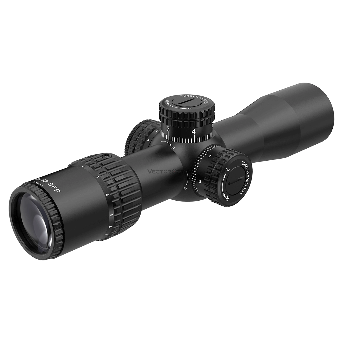 Veyron 2–8×32 IR SFP Zielfernrohr mit seitlichem Parallaxenausgleich und griffigen Einstellrädern. Kompakte Optik für taktische Anwendungen.