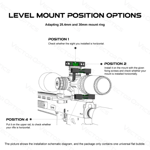 Technische Zeichnung der Wasserwaage für X-Accu von Vector Optics mit Maßangaben, ideal für präzise Montageplanung.
