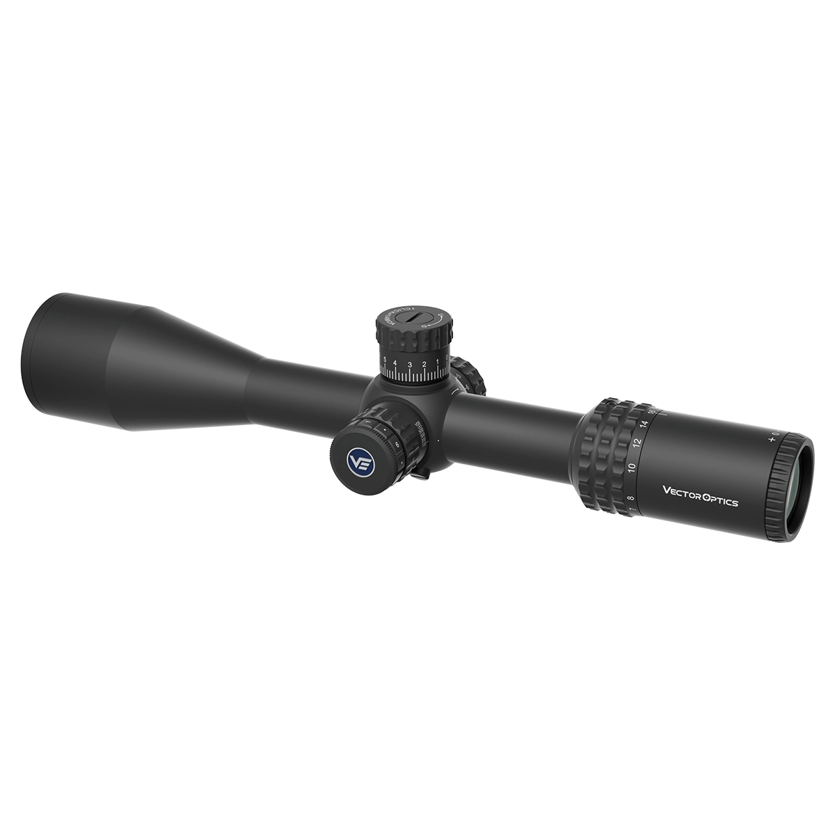 Schrägansicht des Sentinel 4-16x50 GenII SFP Zielfernrohrs mit robustem Design und Zero-Stop-Funktion für wiederholgenaue Einstellungen.
