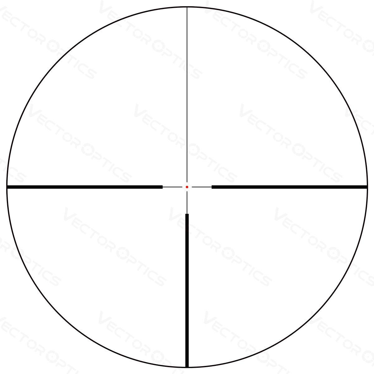 Fadenkreuzdarstellung des Continental X6 1–6×24 mit feinem roten Punkt für schnelle Zielaufnahme bei LPVO SFP Optiken.