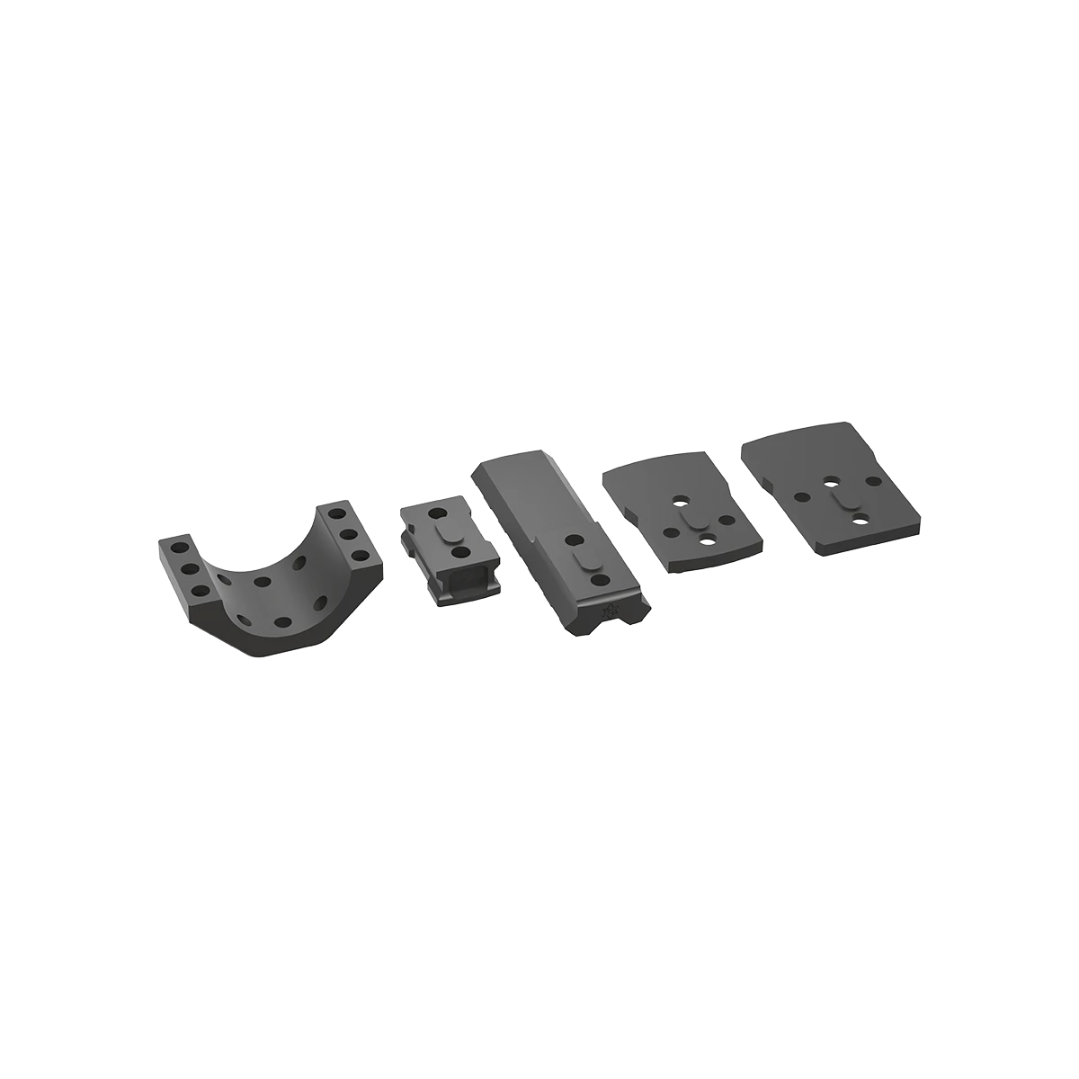 Rückansicht des X-Accu Montagesets für 30mm/34mm Tubus – präzise gefertigte Aluminiumteile für Waffenoptik-Zubehör von Vector Optics.
