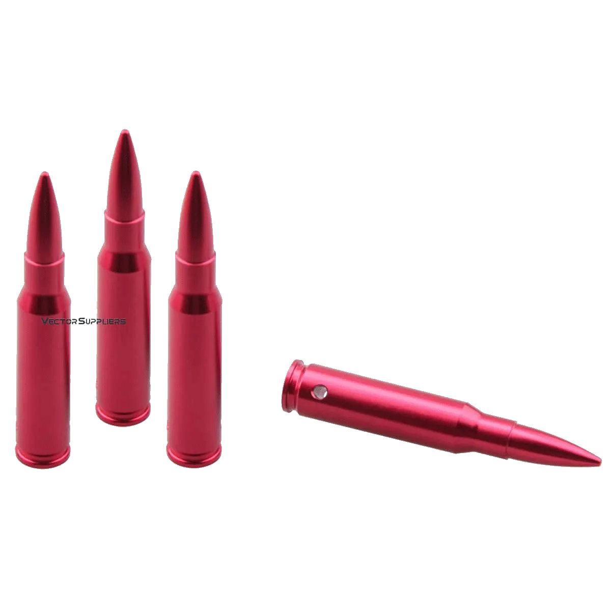 Drei rote Snap Caps aus Aluminium für Langwaffen. Perfekt für sicheres Trockentraining und Nachladeübungen.