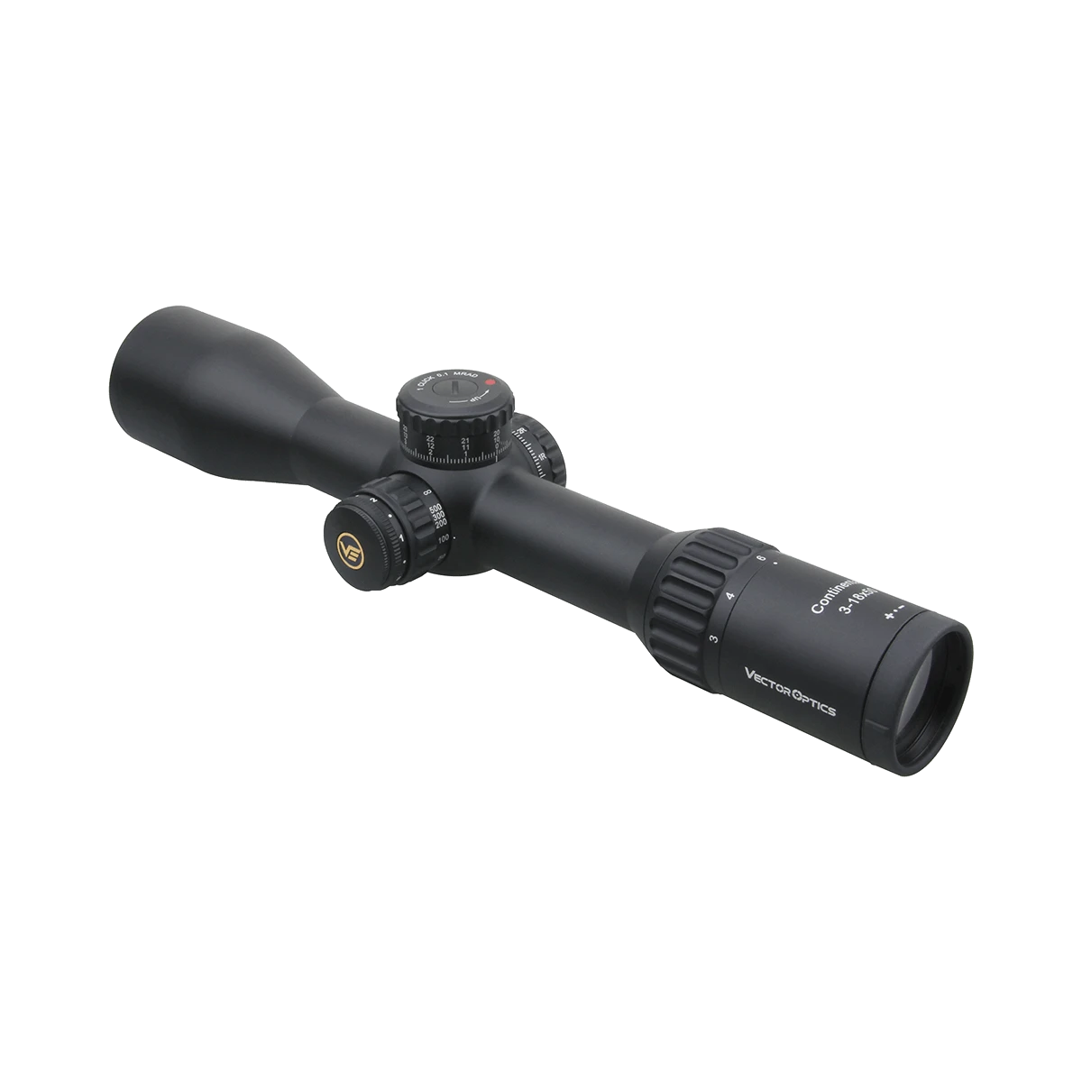 Zielfernrohr Continental x6 3-18x50 FFP mit ergonomischem Design, geeignet für taktische Einsätze und sportliches Langstreckenschießen.