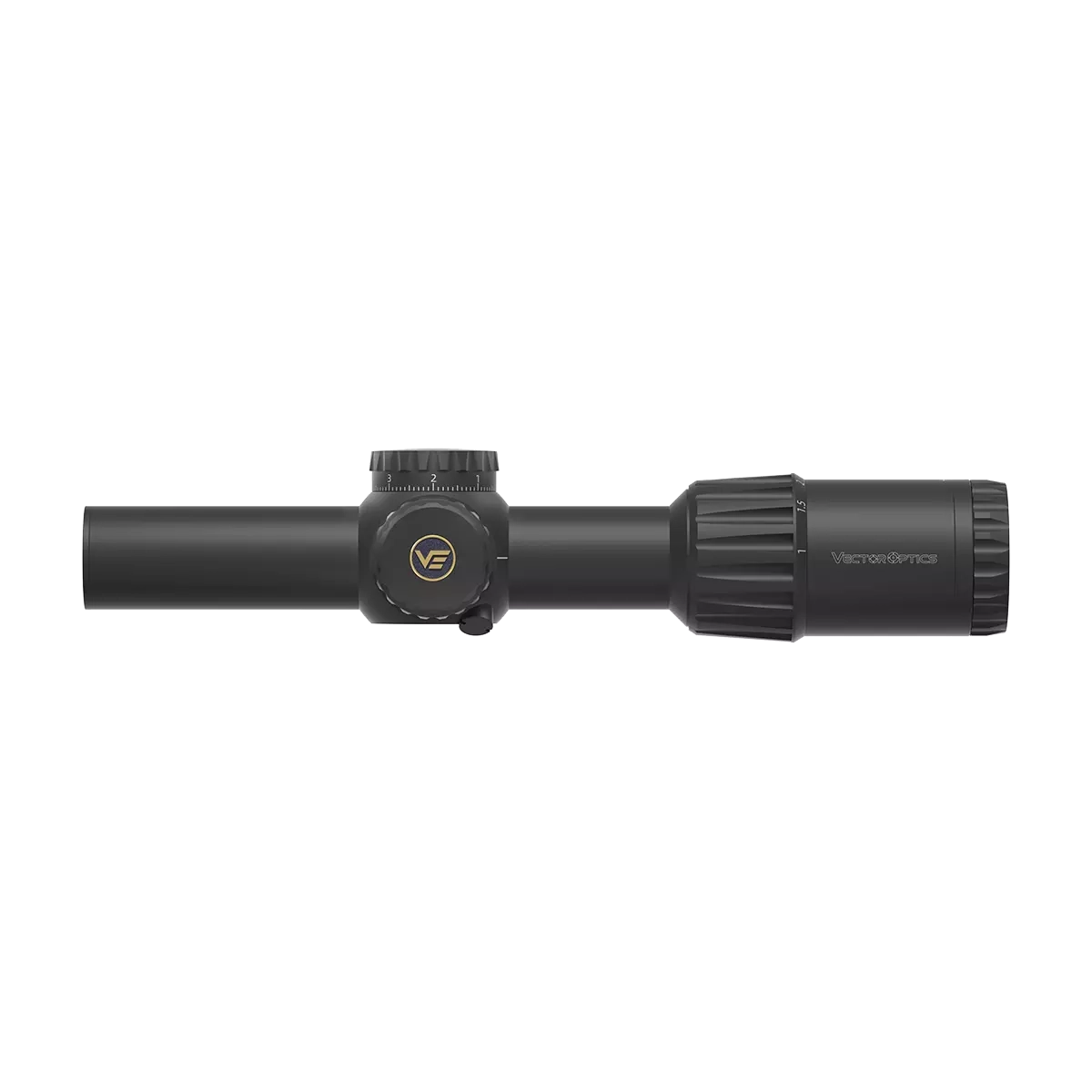 Seitenprofil des Tauron 1–6×24 SFP Zielfernrohrs mit kompaktem Design, ideal für taktische Anwendungen und dynamisches Schießen.
