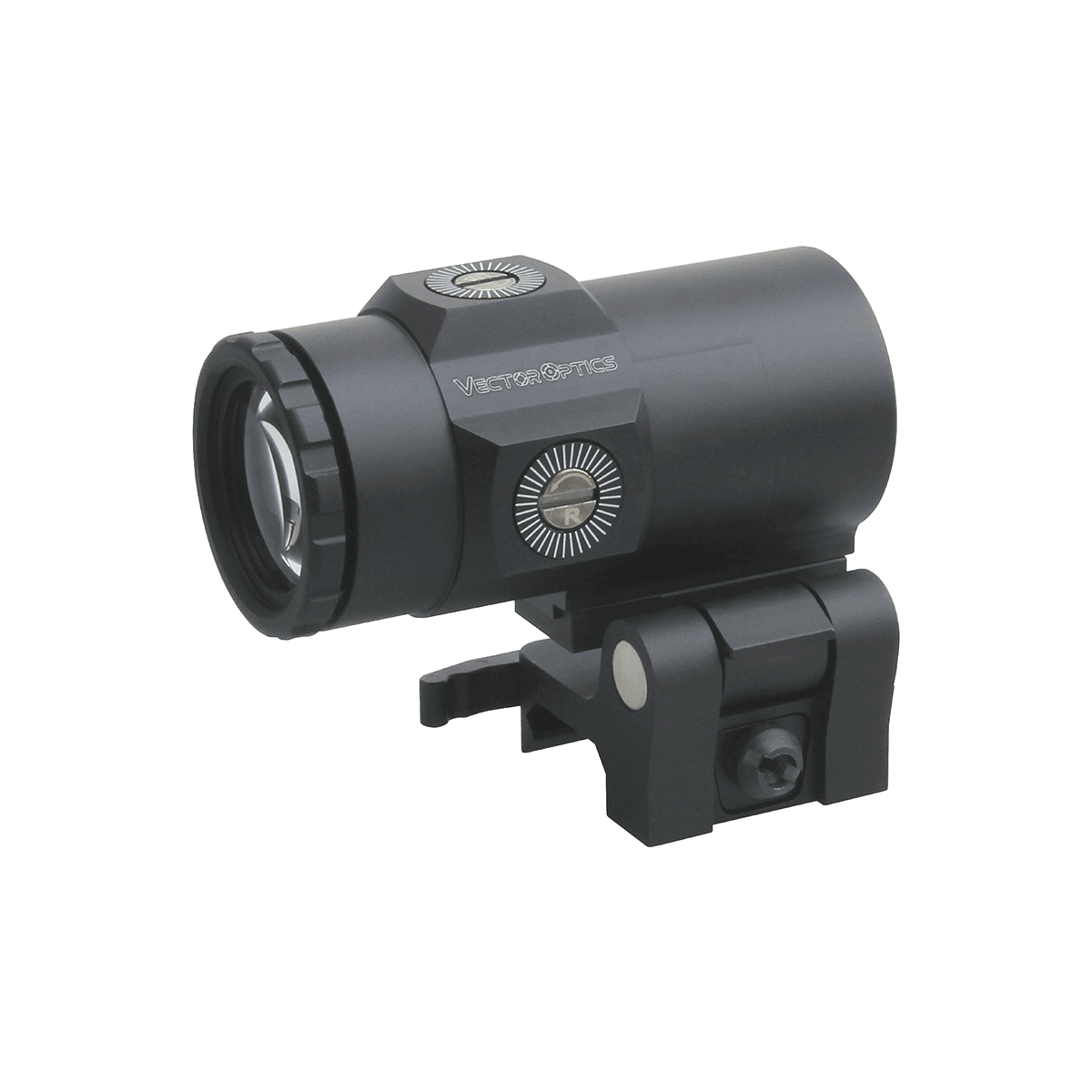 Detailansicht des 3x Magnifier Maverick-IV mit Flip-to-Side Mount, ideal für schnelle Zielerfassung bei mittleren Distanzen.