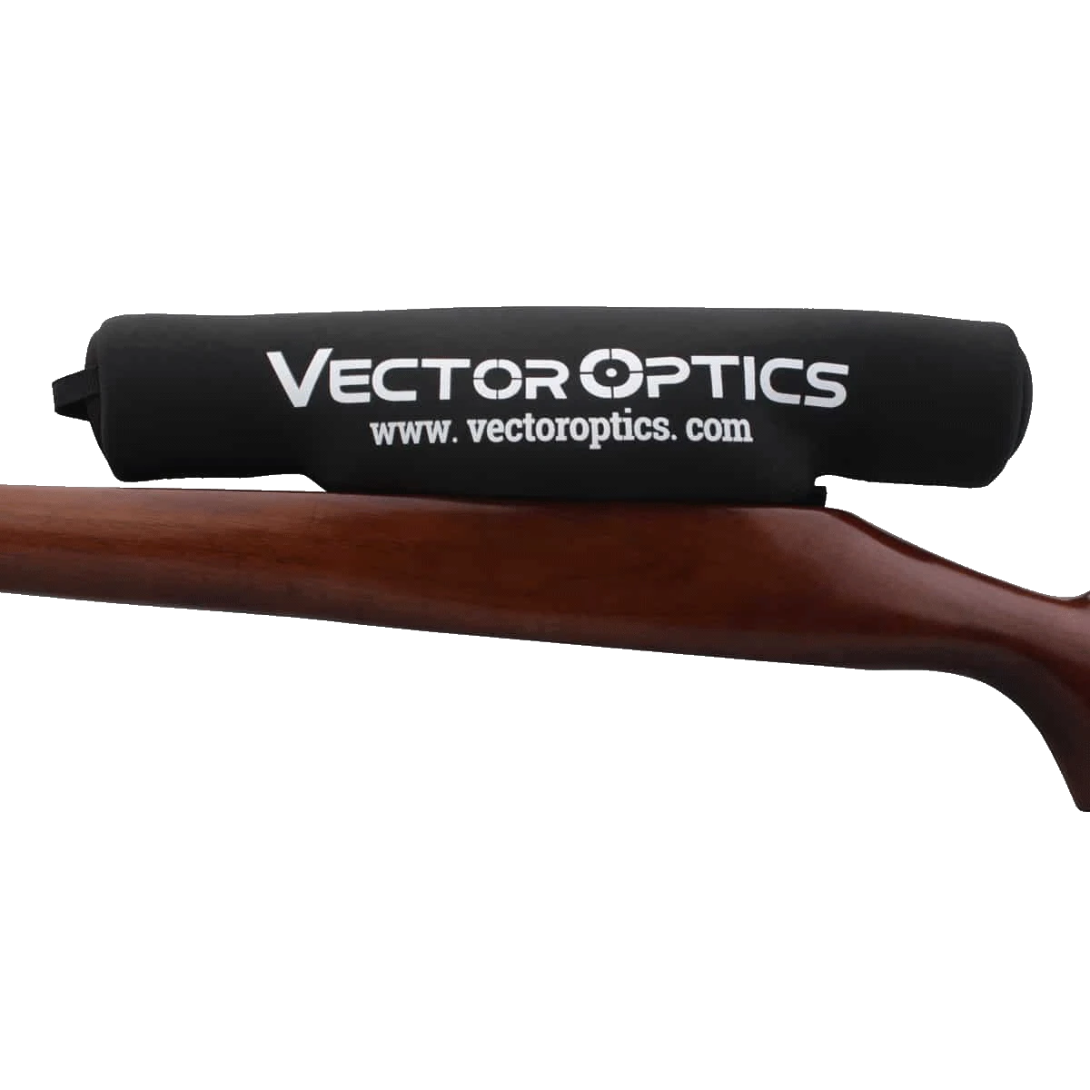 Neopren Schutzhülle SCOT-44 von Vector Optics auf Zielfernrohr montiert, idealer Schutz vor Regen und Schmutz bei Outdoor-Einsätzen.