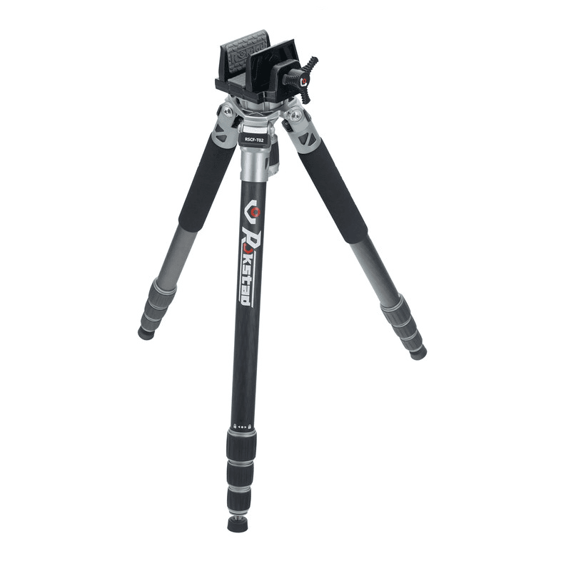 Tripod aus Karbon lang (RSCF-T02) mit montierter Halterung von Vector Optics, ideal für präzise Kamera- oder Optik-Ausrichtung.