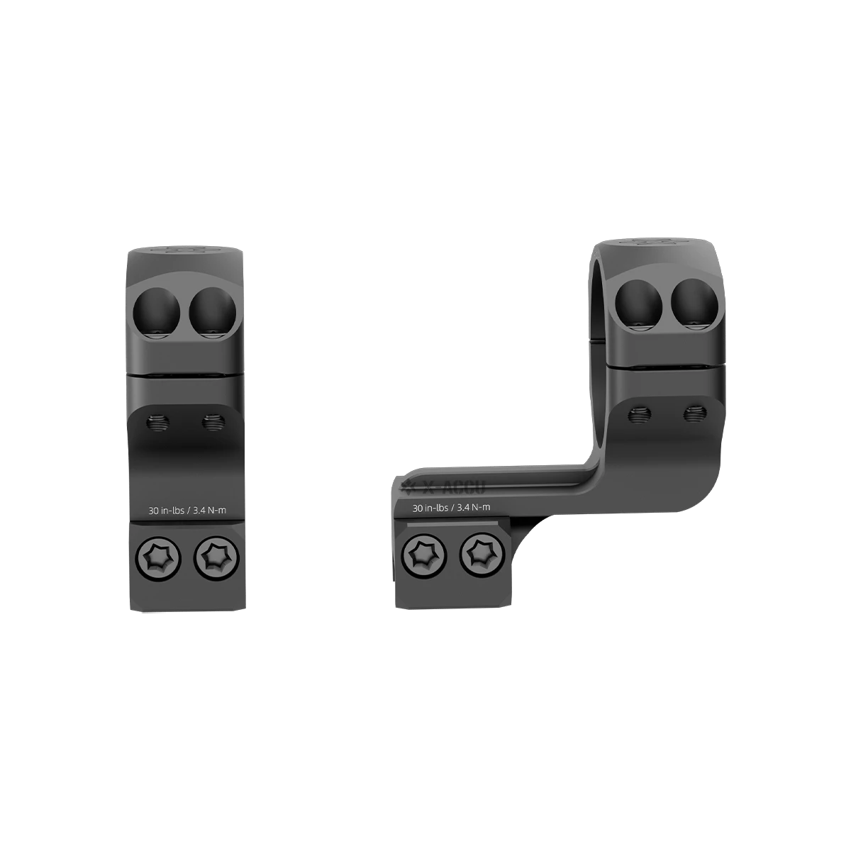 Seitliche Ansicht der Alu-Ringe Cantilever von Vector Optics mit präziser Passform und robuster Bauweise aus 6061-T6 Aluminium, Höhe 32mm.
