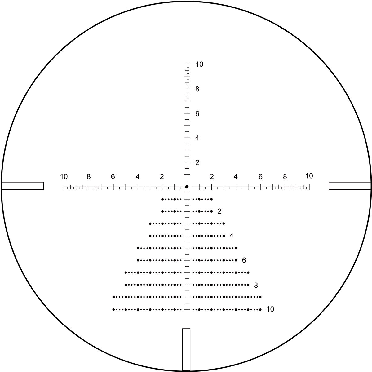 Absehen des Vector Optics Continental x6 3-18x50 SFP mit präziser Skala für Entfernungsmessung und ballistische Korrekturen.