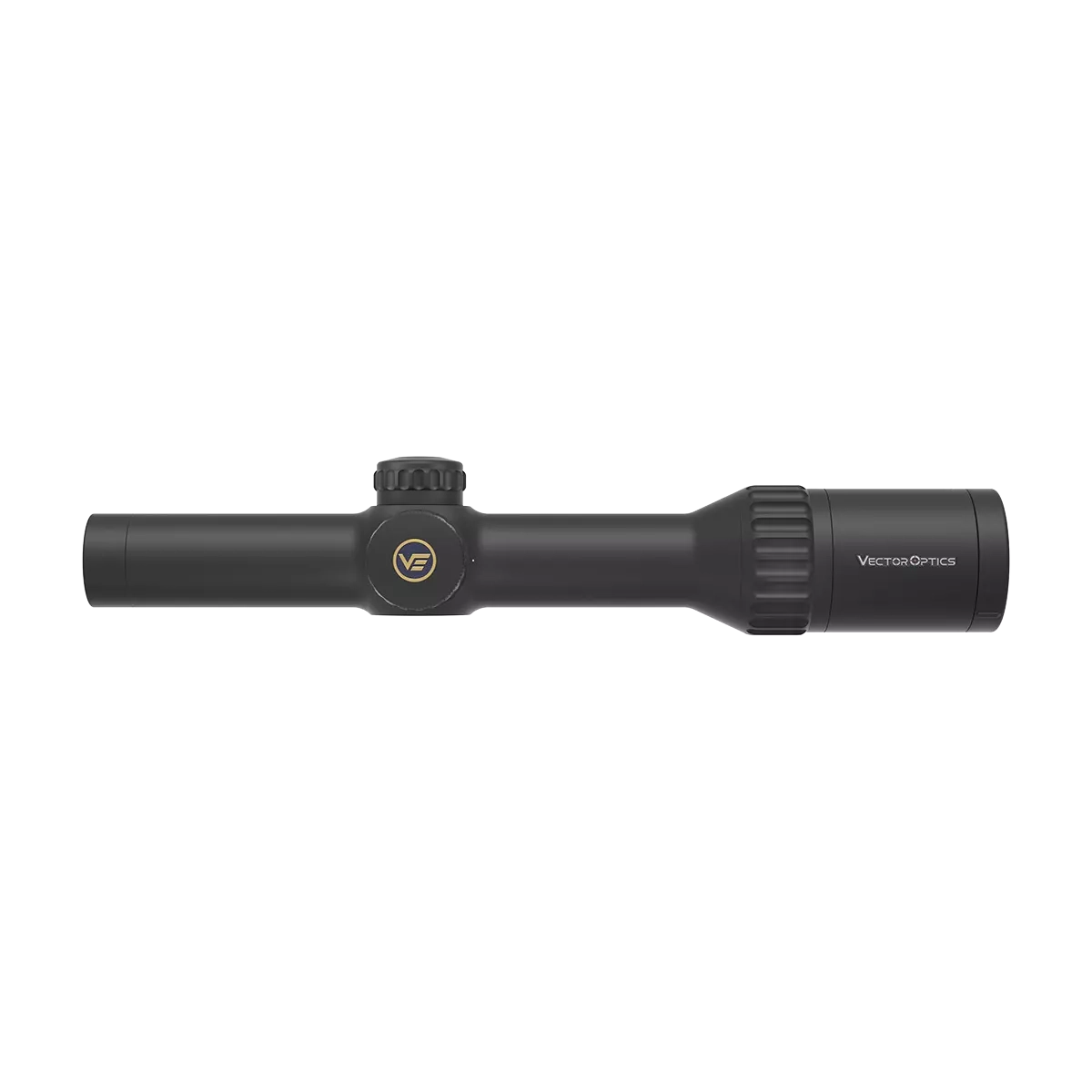 Seitliche Ansicht des Vector Optics Continental X8 Zielfernrohrs mit 24 mm Objektivdurchmesser und kompaktem LPVO-Design.