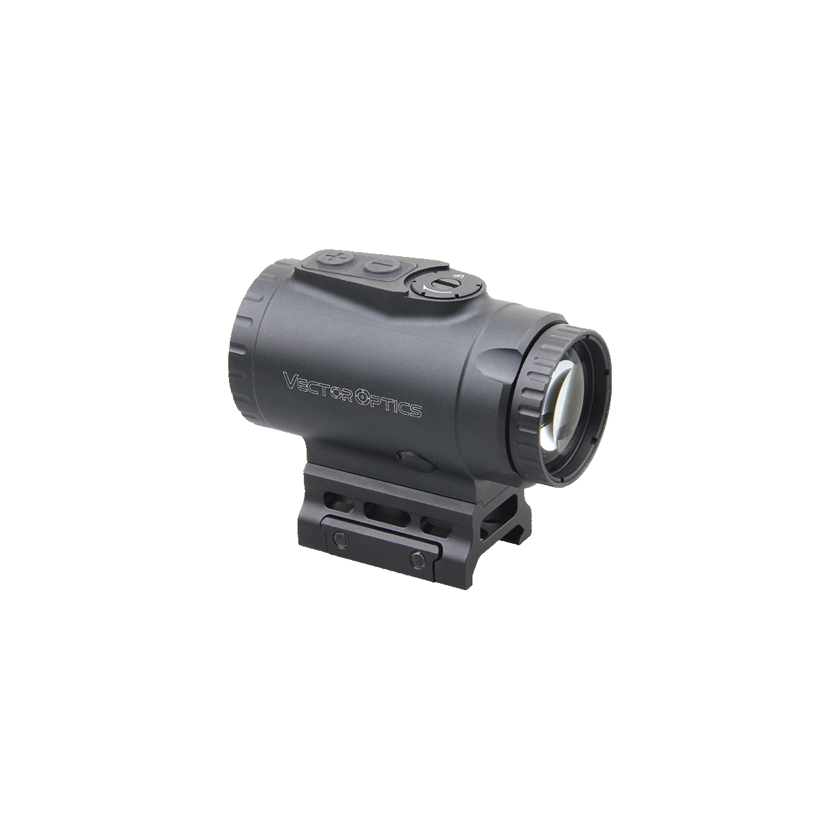 Seitliche Ansicht des Vector Optics Paragon 3x18 mit klarer Linsenoptik und taktischer Montageschiene für präzises Zielen.