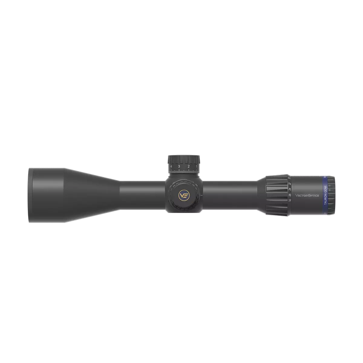 Tauron 4-32x56 ED SFP Zielfernrohr mit großem Objektiv und präzisem Seitenrad für höchste Zielgenauigkeit bei Jagd und Sport.