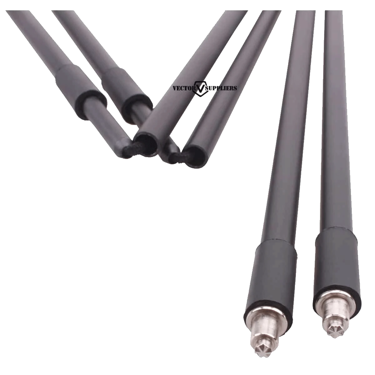 Detailansicht der Stahlspitzen des Schiessstocks (SCOT-12), robust für festen Halt auf unebenem Jagdboden, ideal für Outdoor-Einsatz.