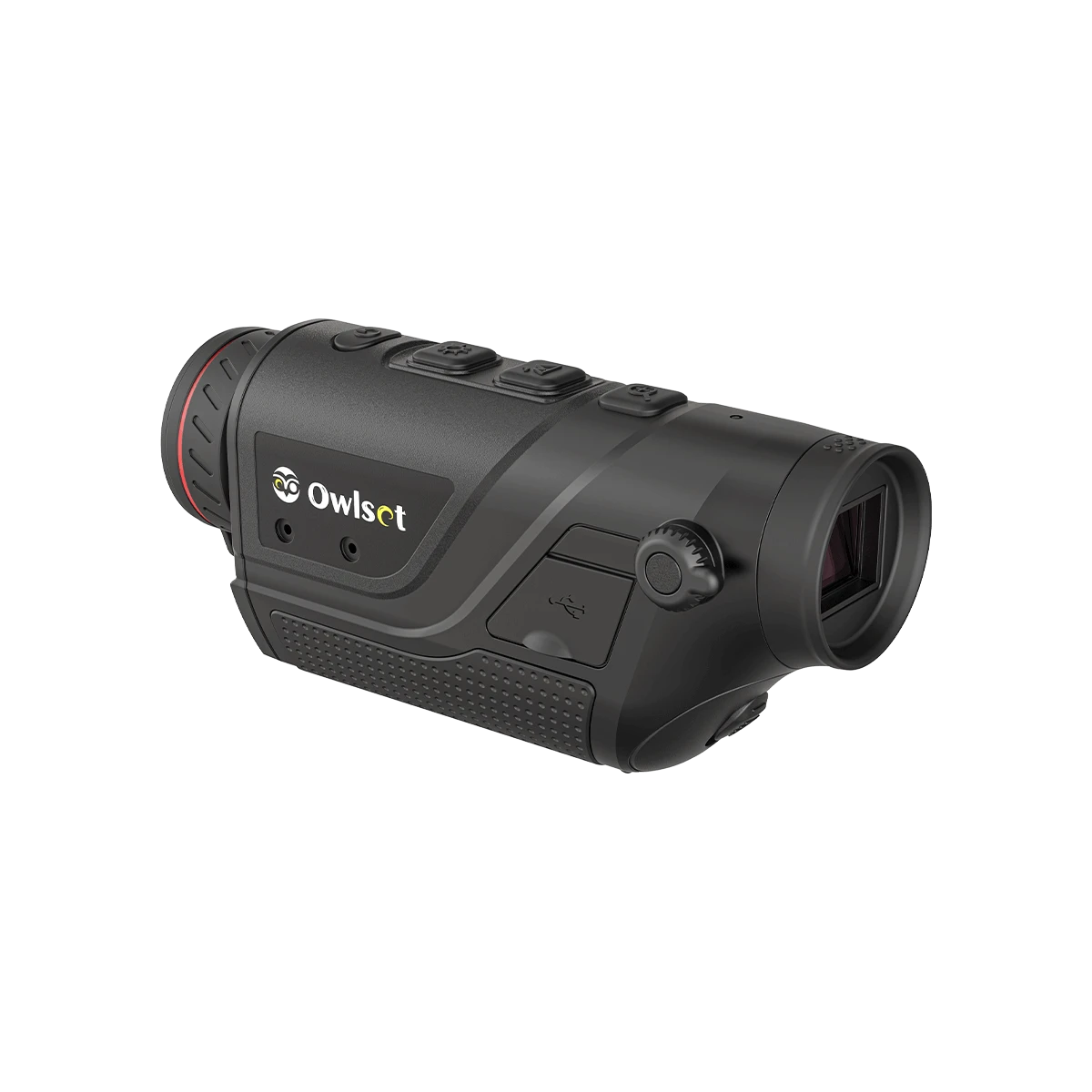 OwlSet MXC10 Wärmebildkamera mit VOx-Sensor und Bedienknöpfen, perfekt für präzise Wärmebildaufnahmen bei Tag und Nacht.