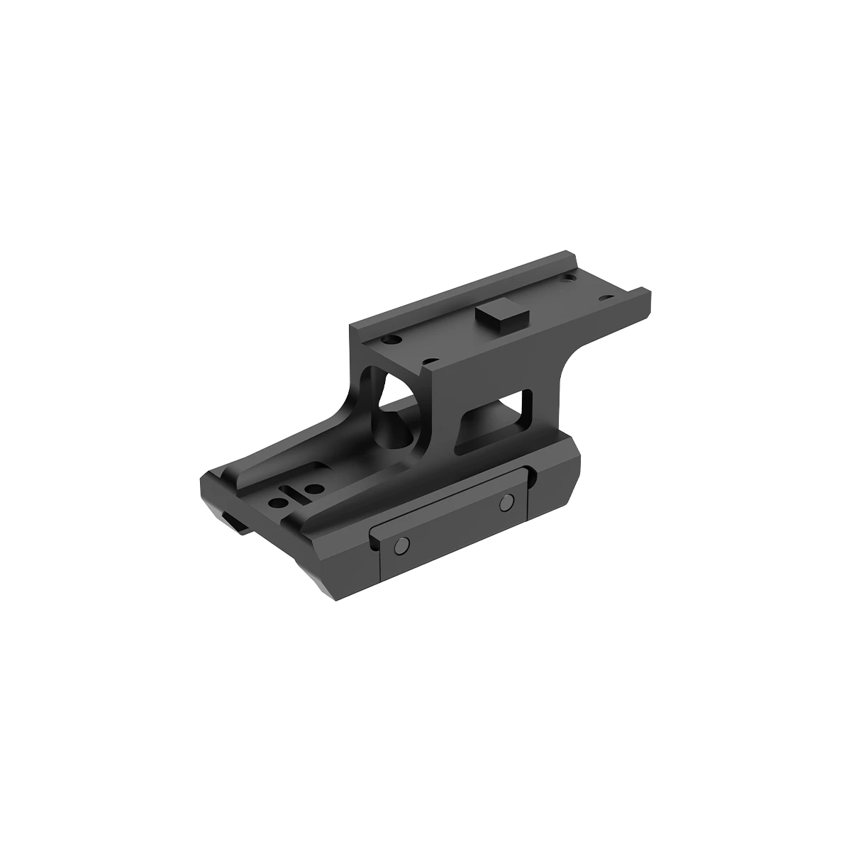 RUM Montage - Vector Optics Riser Mount aus Aluminium für T1/T2 Optiken, kompatibel mit Picatinny-Schienen, Seitenansicht mit Befestigungsschrauben