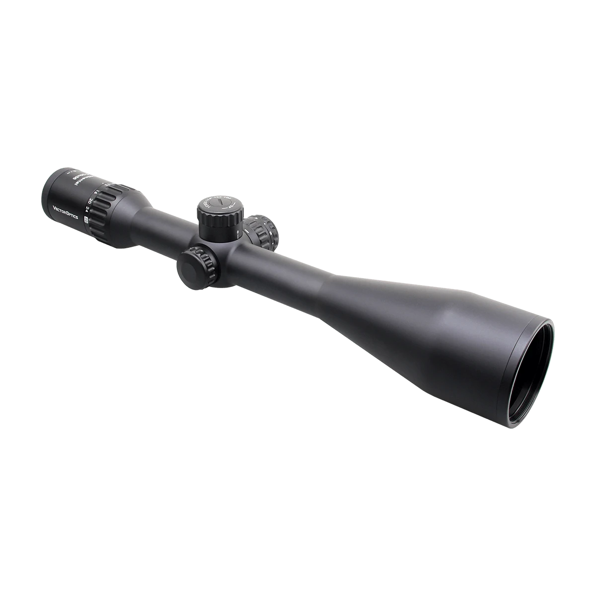 Schrägansicht des Continental x6 5-30x56 SFP Jagd Zielfernrohrs mit robustem Design und fein einstellbarem Zoom für Langstreckenschüsse.