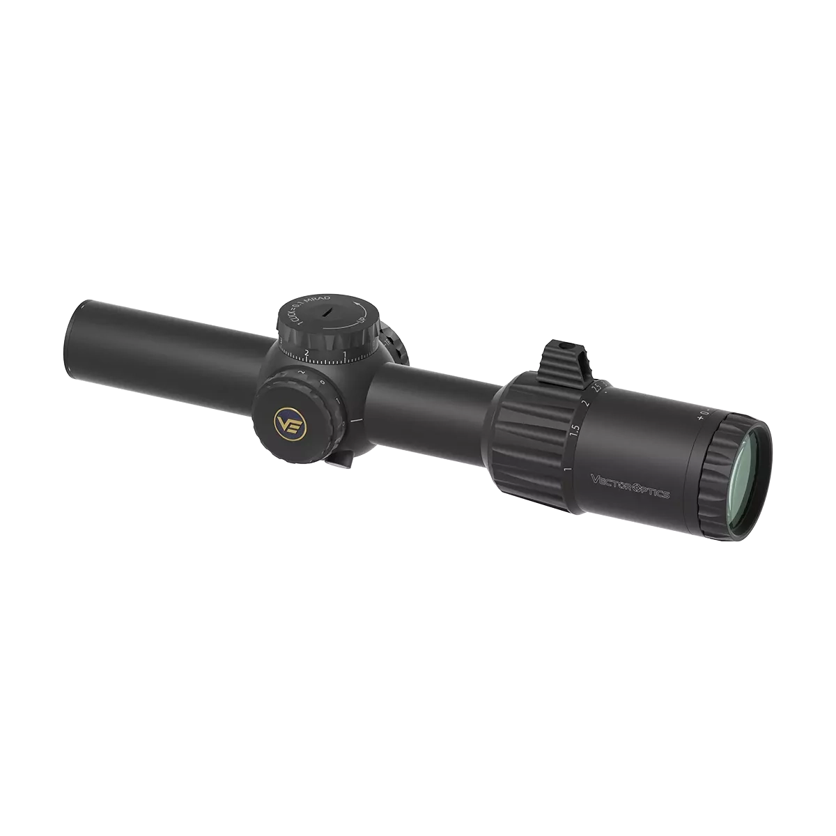 Vector Optics Tauron 1–6×24 SFP mit beleuchtetem Absehen und ergonomischem Zoomring für schnelle Zielerfassung im Nah- und Mittelbereich.