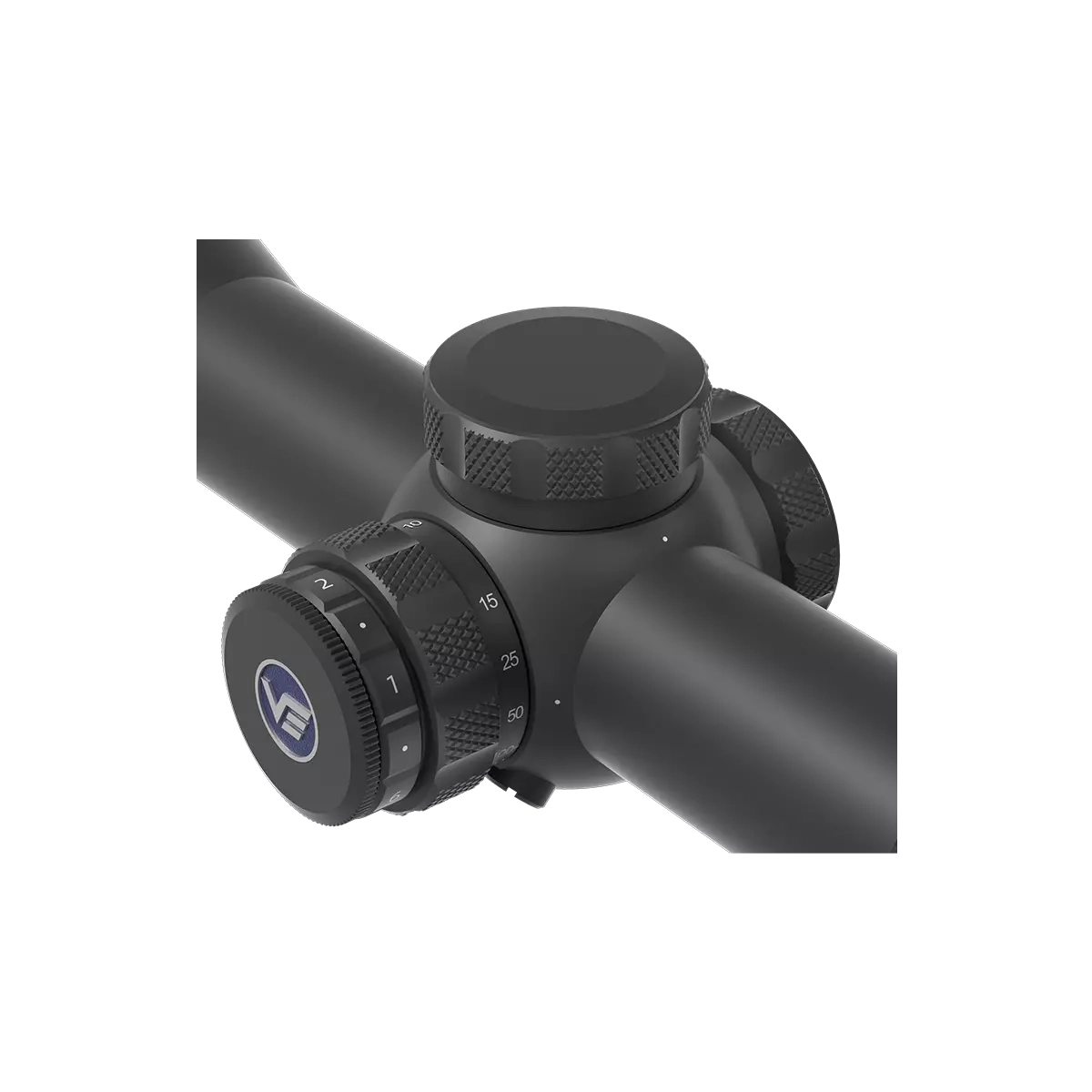 Detailansicht der Seitenverstellung des Grizzly 2.5-15x50i HD Zielfernrohrs mit griffigem Turm für präzise Justierung.