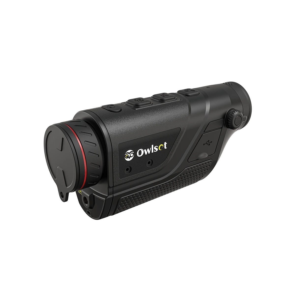 Wärmebild OwlSet MXC20 - Kompaktes Imaging-Werkzeug mit ergonomischem Design und OwlSet-Logo für Jagd und Sicherheitsanwendungen.
