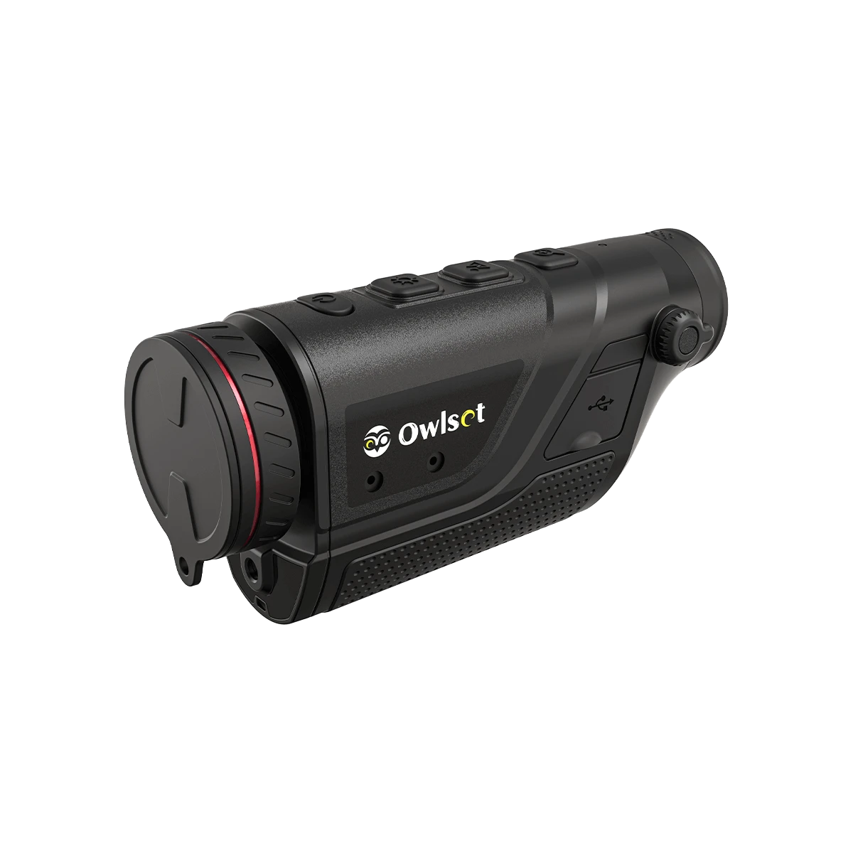 Wärmebild Owlset MXC30 - kompaktes Thermal Imaging Monocular mit ergonomischem Design und seitlichem USB-Anschluss für Jagd und Sicherheit.