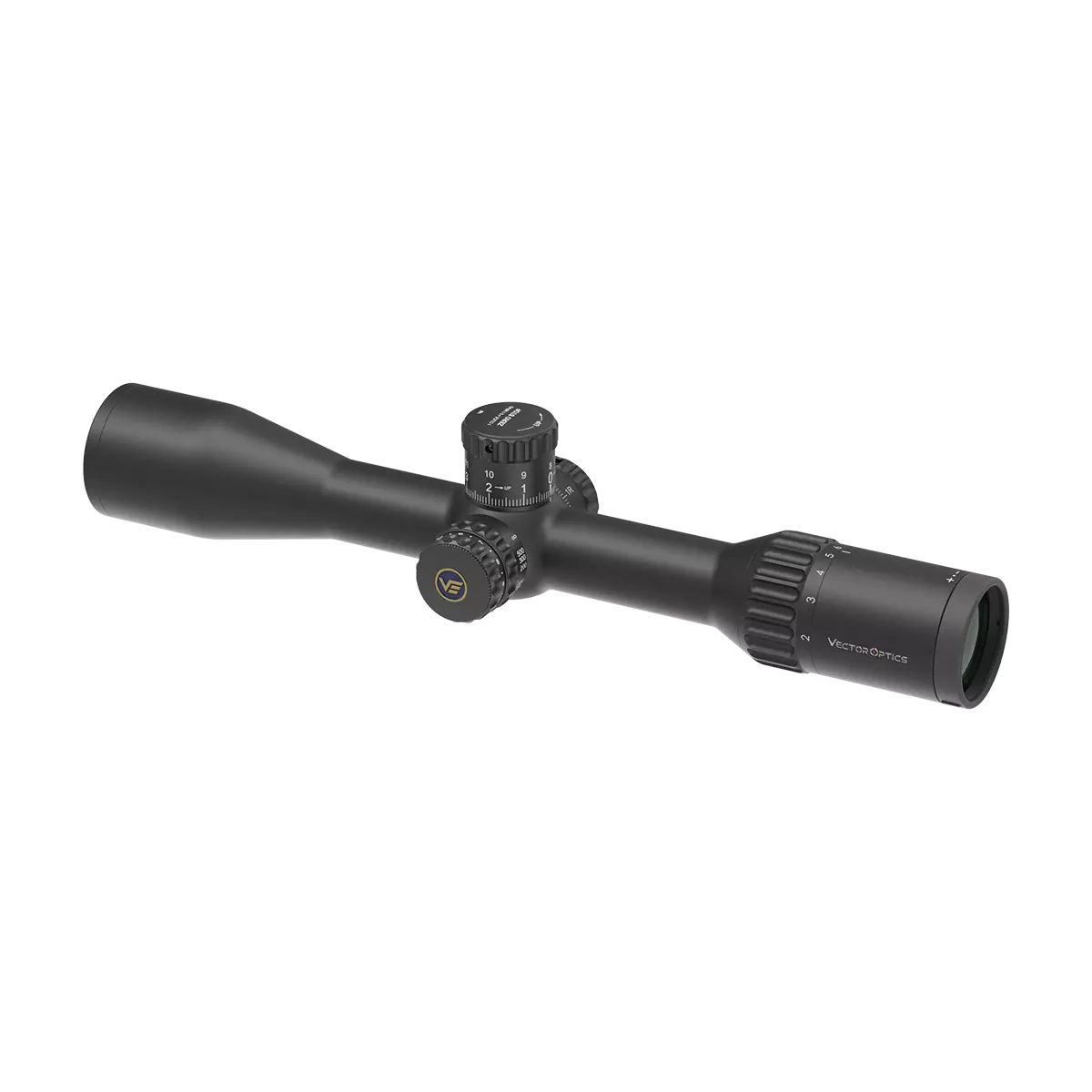 Rückseitige Perspektive des Continental X8 2–16x44 ED SFP Zielfernrohrs mit ergonomischem Zoomring und klarer Markenkennzeichnung.