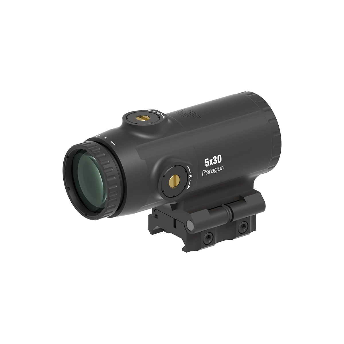 Detailansicht des 5x Magnifier Paragon SCMF-34 mit klarer Linsenoptik und Flip-to-Side-Montage für schnelle Zielerfassung.