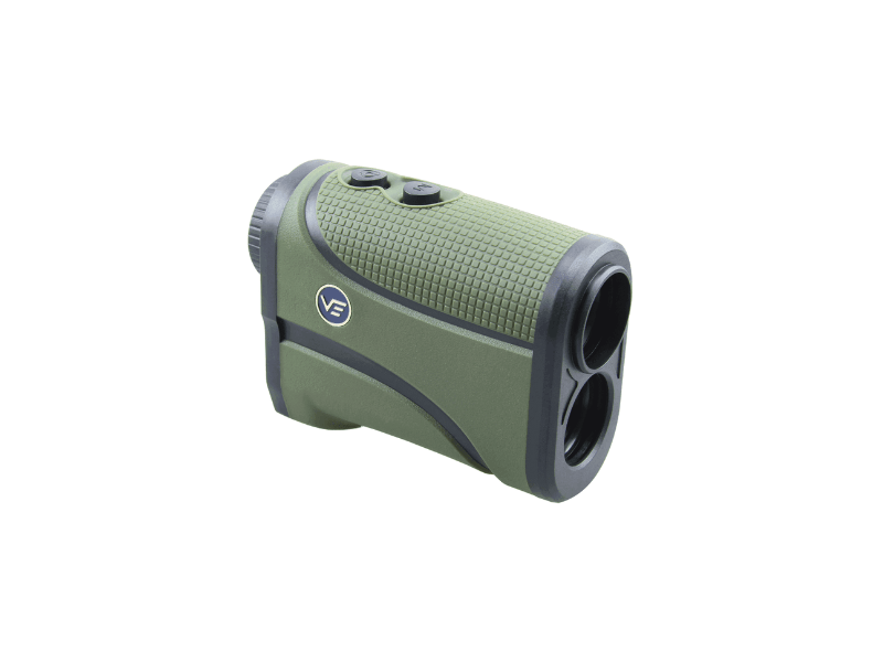 Seitliche Ansicht des Paragon 6x25 LCD Rangefinder - GenII mit strukturiertem Griff und Bedienknöpfen, perfekt für Jagd und Golf.