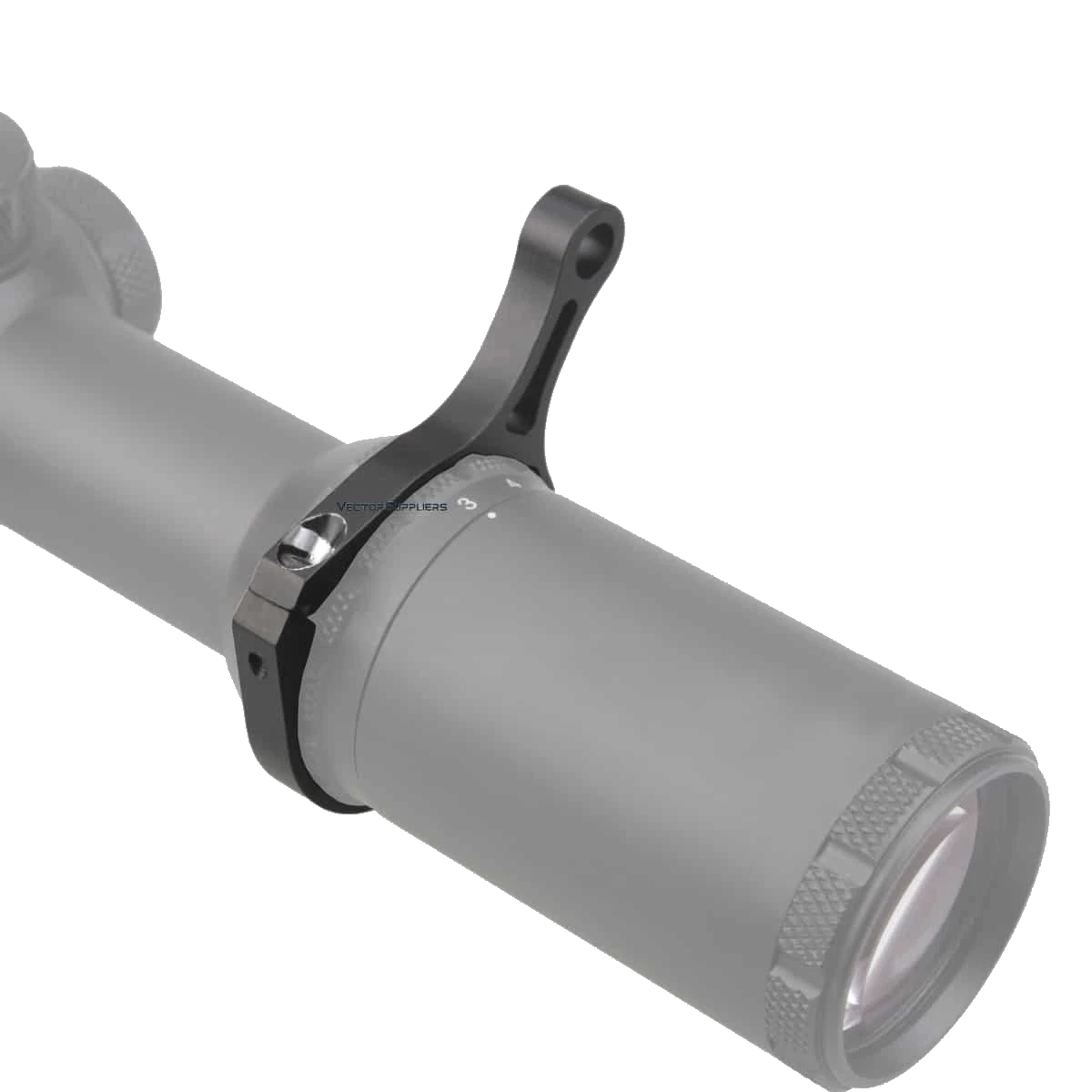 Verstellring Zielfernrohr 42-47mm montiert für schnelles Zoom, robuster Aluminiumhebel für präzise Bedienung bei Jagdoptiken.