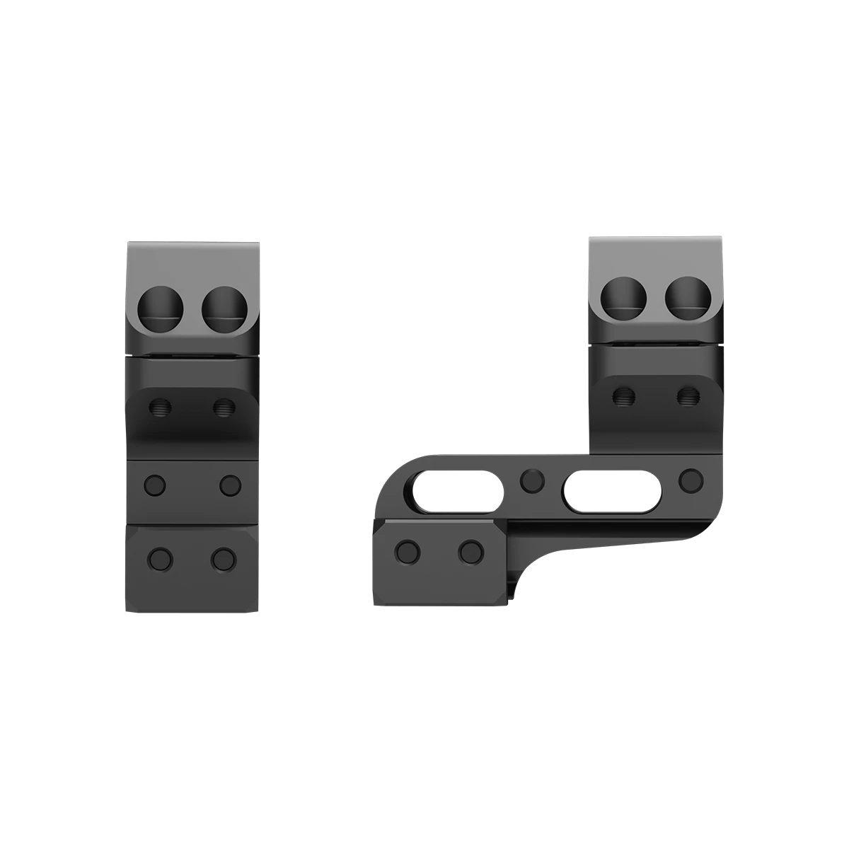 Seitliche Ansicht der Alu-Ringe Cantilever XASR-3060 mit präziser Höhenverstellung für 30mm Zielfernrohre auf AR15-Systemen.