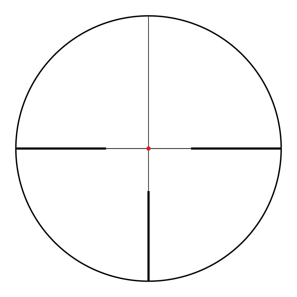 Absehenansicht des Constantine 1–6×24i mit rotem Fiber-Zielpunkt für schnelle Zielerfassung bei Jagd und taktischen Anwendungen.