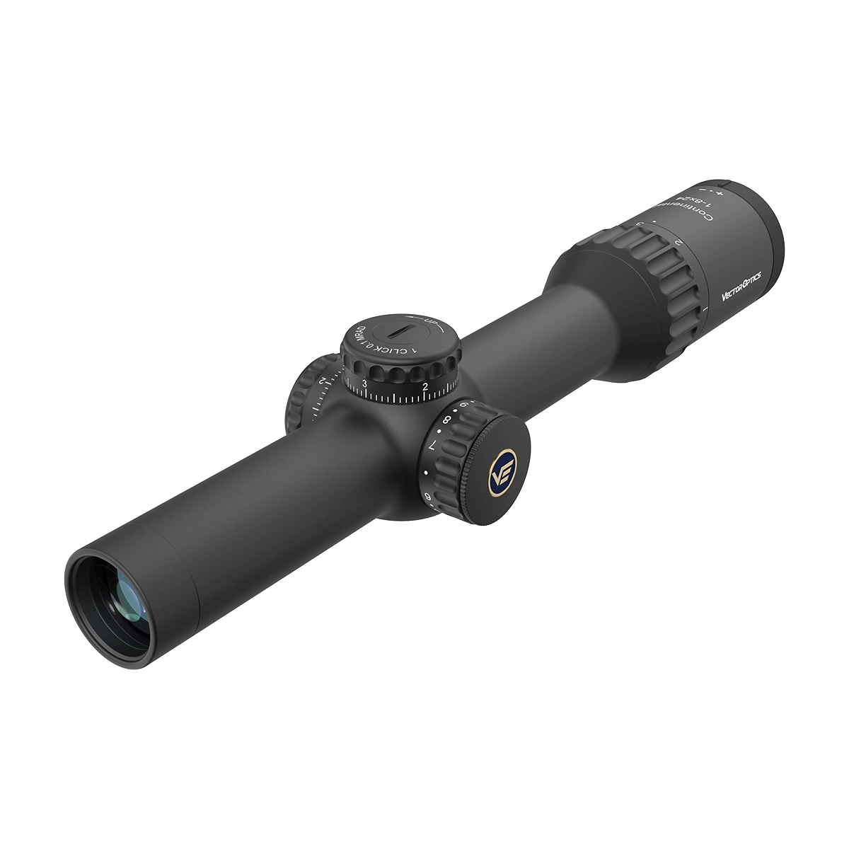Continental X8 Zielfernrohr 1–8×24 SFP mit taktischen Türmen und robustem Gehäuse für präzises Schießen bei jedem Licht.