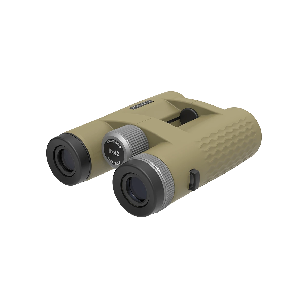 Rückansicht des Paragon 8x42 HD Fernglases mit Dioptrienausgleich und IP67-Zertifizierung für zuverlässige Nutzung bei jedem Wetter.