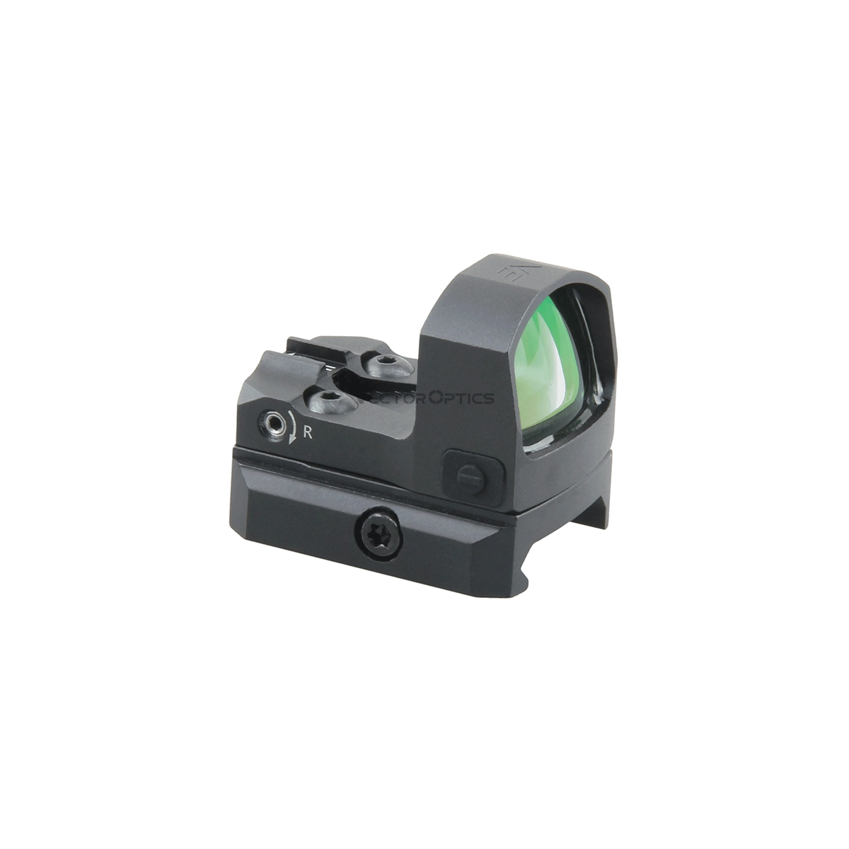 Seitliche Ansicht des Frenzy-S 1x17x24 Red Dot Sights mit Multi-Reticle-System und präziser Höhen- und Seitenverstellung.