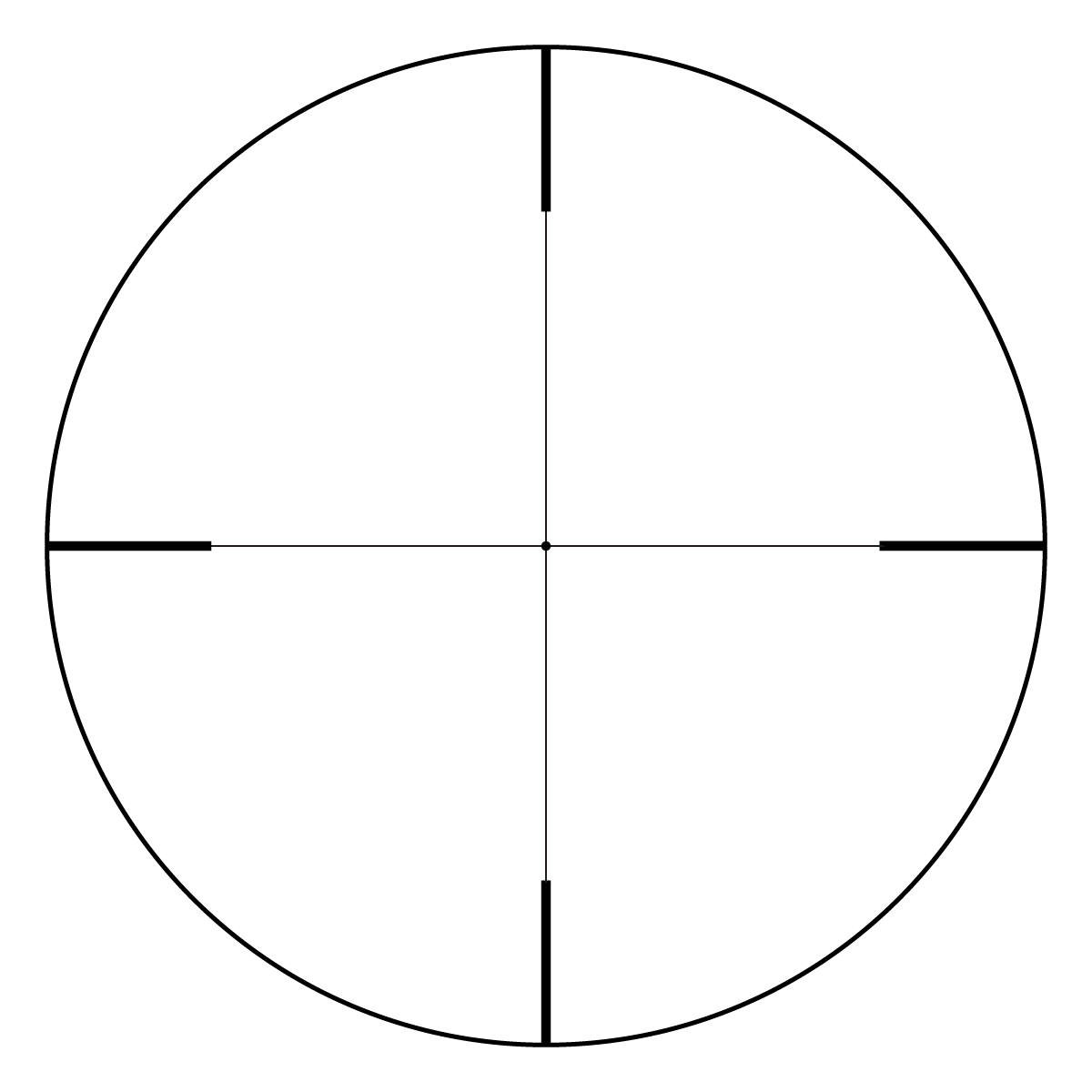 Absehen des Vector Optics Forester 1–4×24 SFP mit feinem Fadenkreuz für präzises Zielen auf kurze bis mittlere Distanzen.