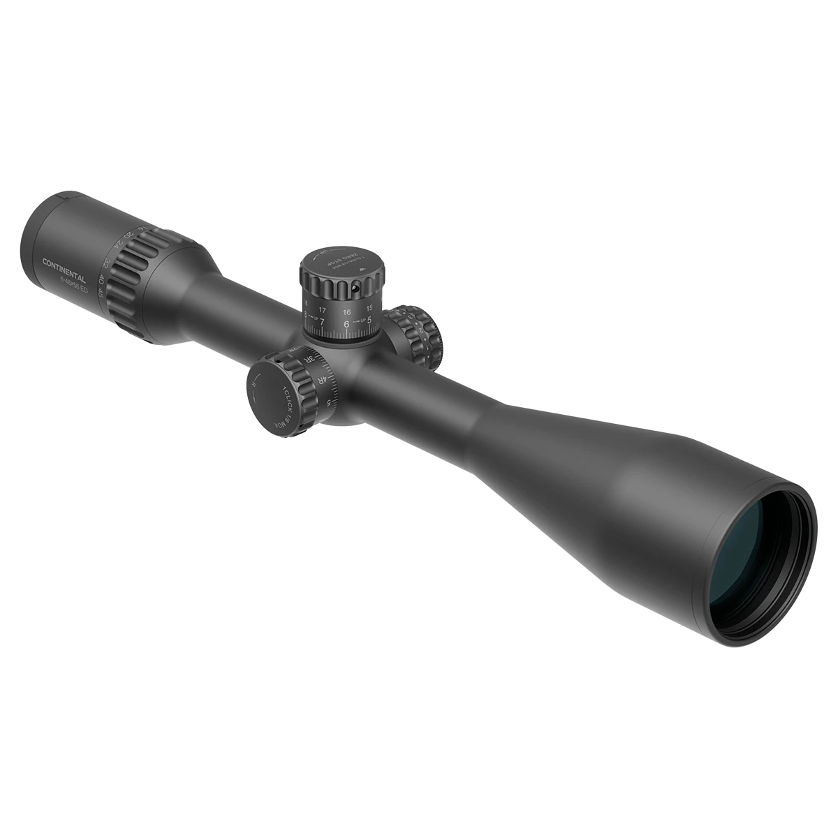 Hochleistungs-Zielfernrohr Continental x8 6-48x56 ED MIL mit MIL-Absehen und robustem Gehäuse für den professionellen Schießsport.