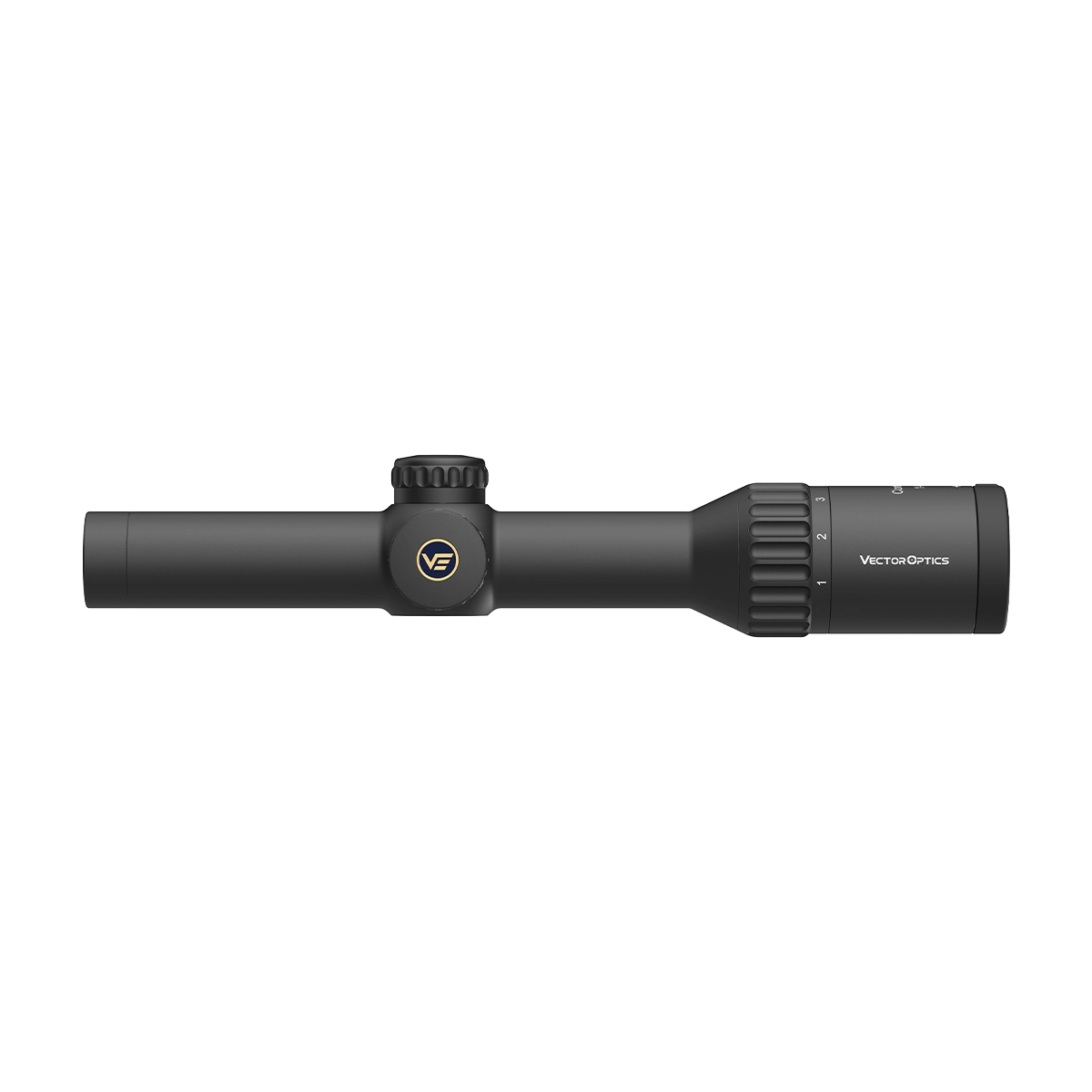 Seitliche Gesamtansicht des Continental X6 1–6×24 Fiber von Vector Optics mit Schott-Optik, ideal für präzise Zielverfolgung bei der Jagd.