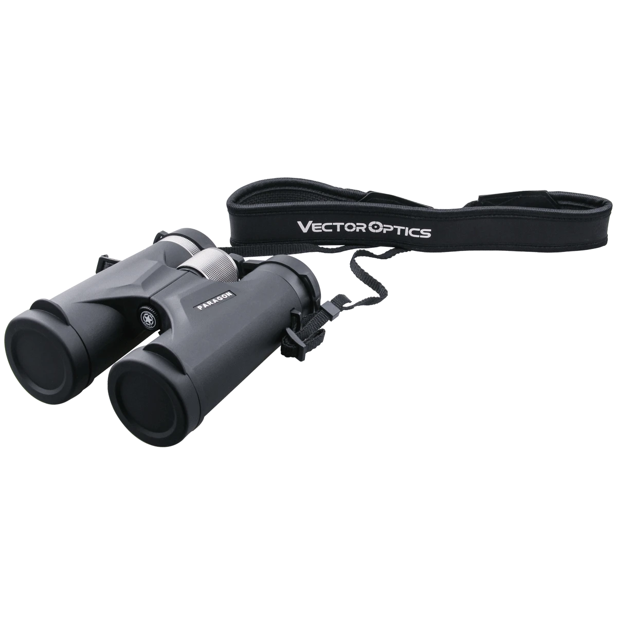 Vector Optics Paragon 8x42 Fernglas mit Trageriemen und Schutzkappen. Perfekt für Reisen, Wandern und professionelle Anwendungen.