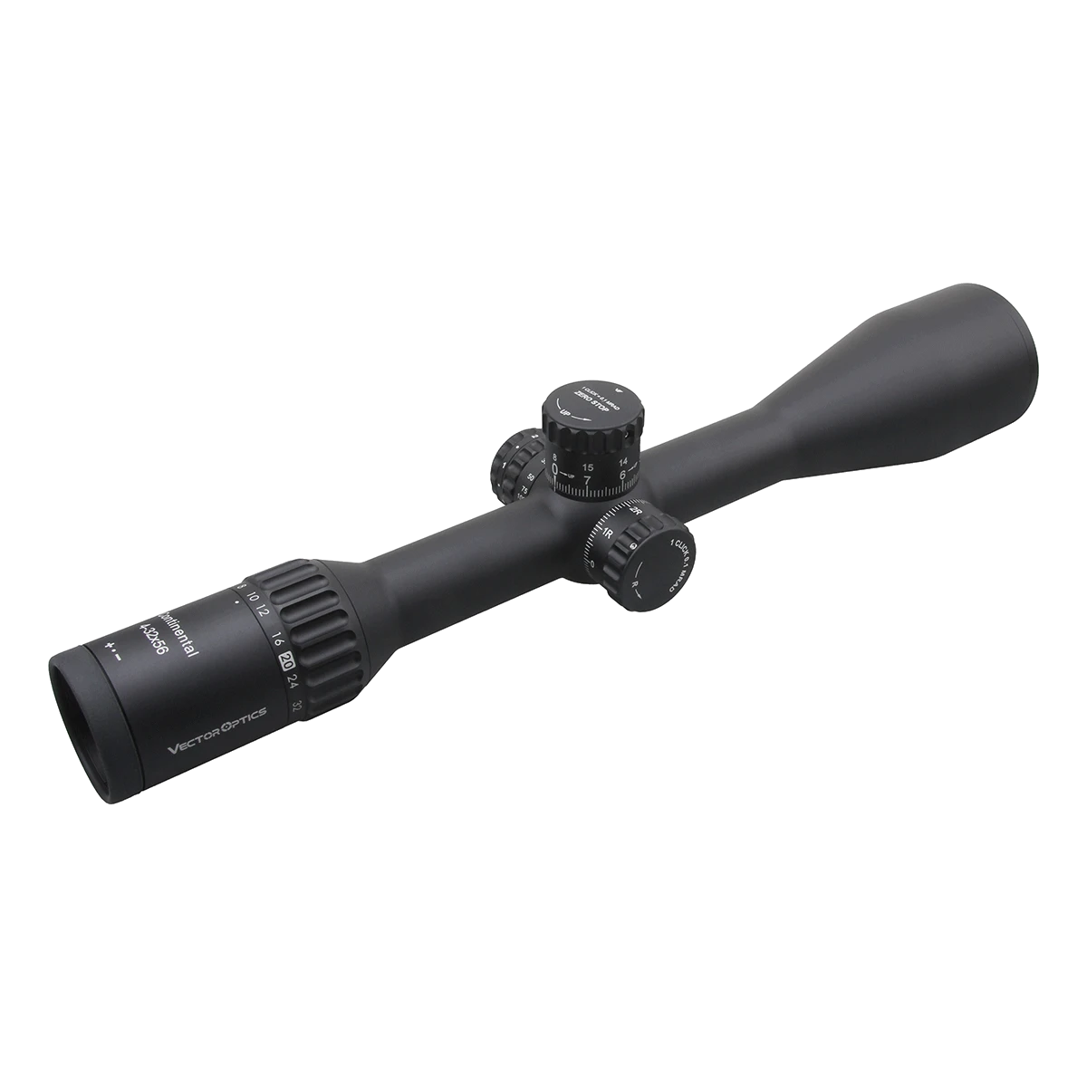 Langstrecken-Zielfernrohr Continental x8 4-32x56 SFP mit 8-fach-Zoom, ED-Glas und fein einstellbarem Parallaxenausgleich für präzise Zielerfassung.