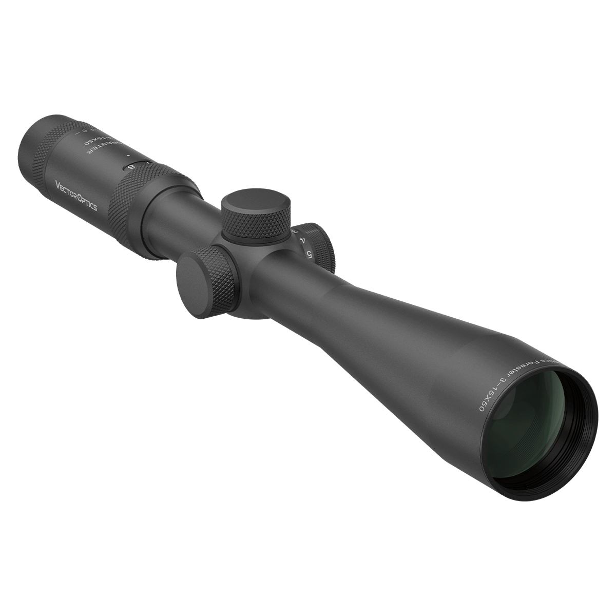 Forester 3-15x50 SFP Zielfernrohr mit robustem Gehäuse und VFD-2 Absehen, geeignet für präzises Schießen auf mittlere Distanzen.