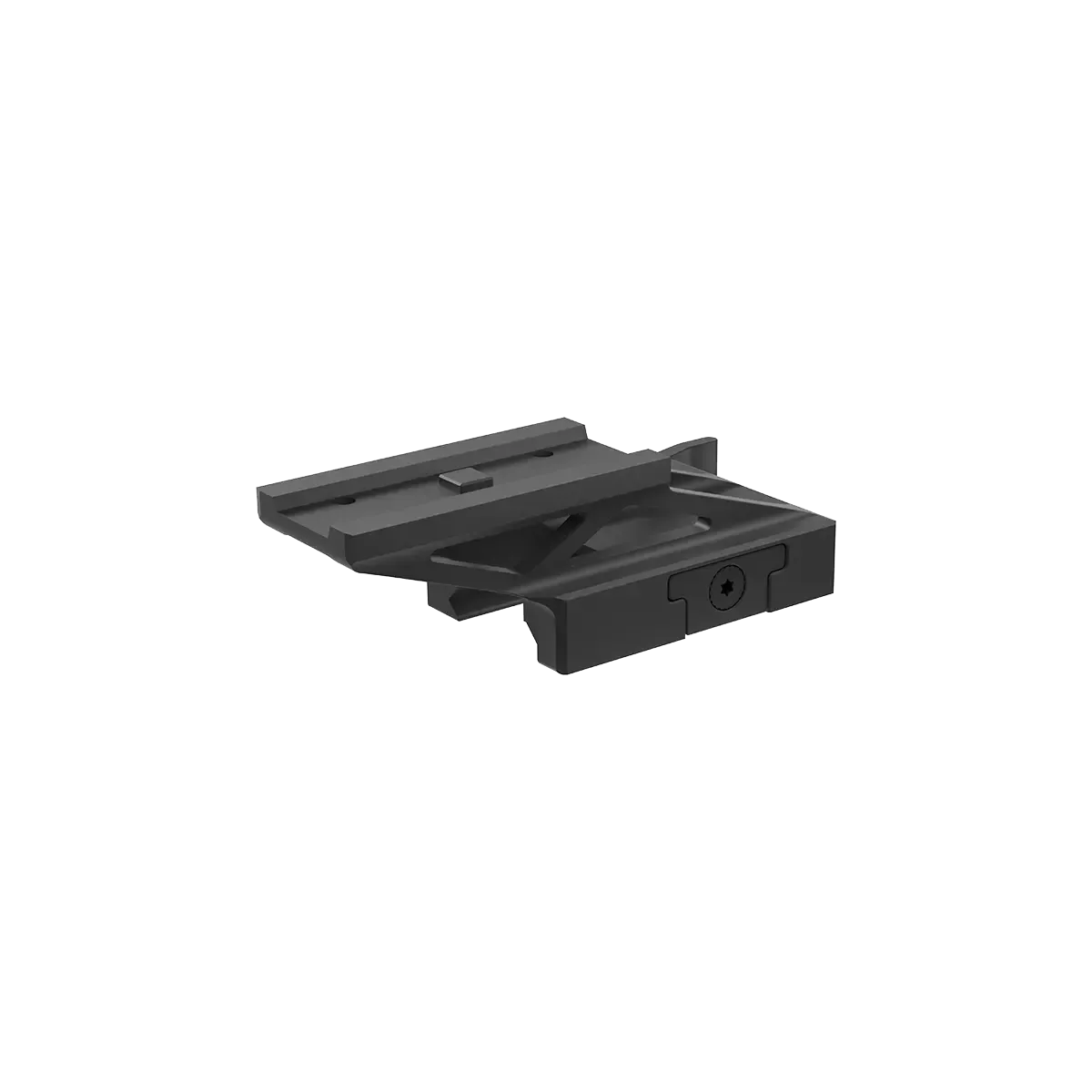 Flache Seitenansicht der QD-Montage RUM (T1/T2) auf Picatinny, ideal für taktisches Zubehör und Optikmontage auf Waffenplattformen