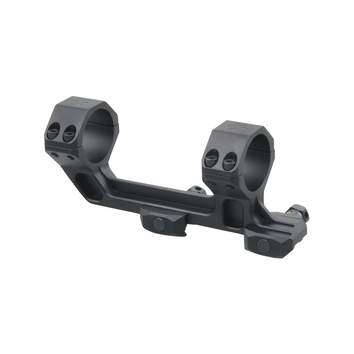 Seitliche Ansicht der Cantilever 38mm 20MOA Montage, robuste Aluminiumkonstruktion für präzise Optikmontage auf AR-Plattformen.